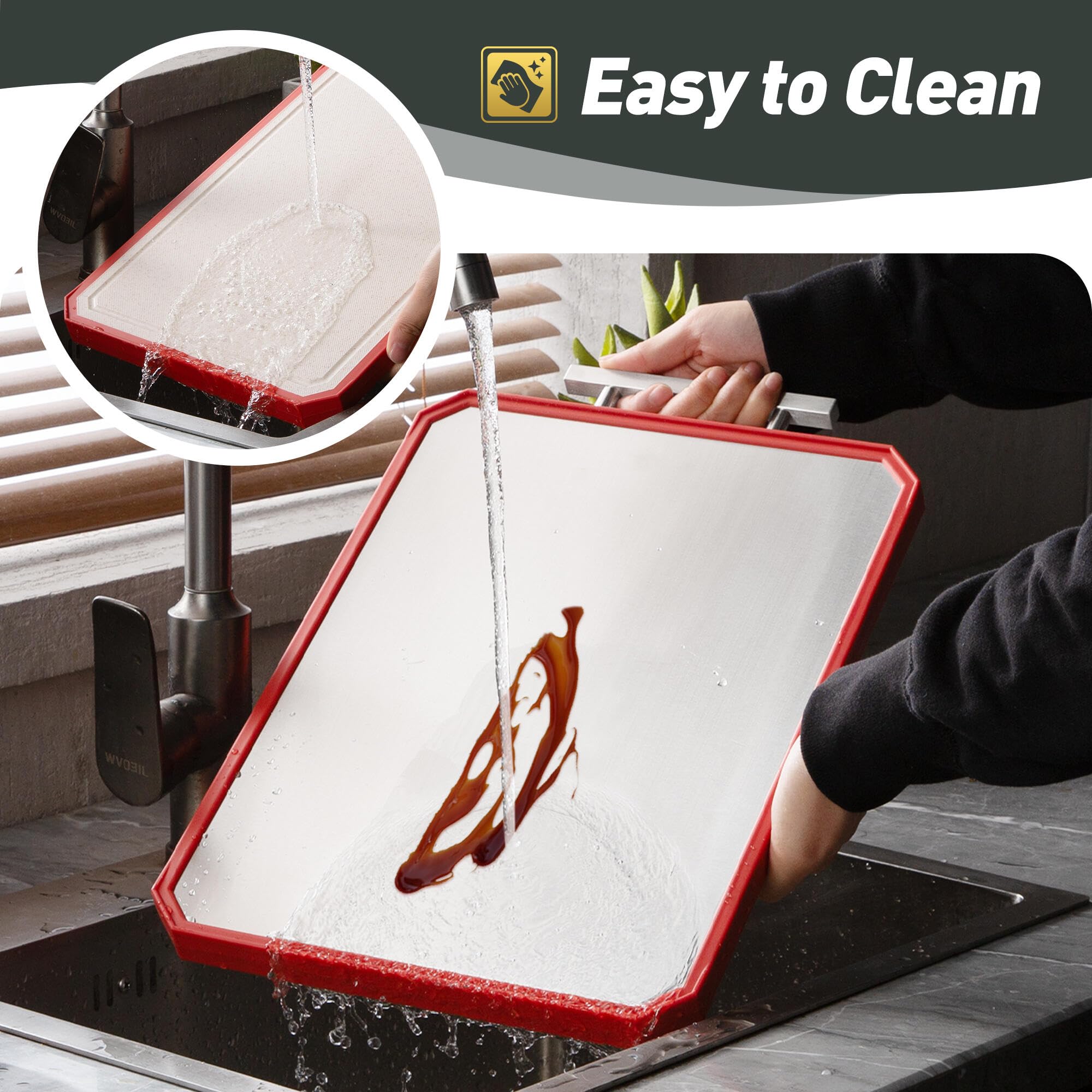 2 in 1 Stainless Steel Cutting Board with Handle Chopping Large Big Meat Butcher Block Kitchen Stuff Accessories New Home Essent
