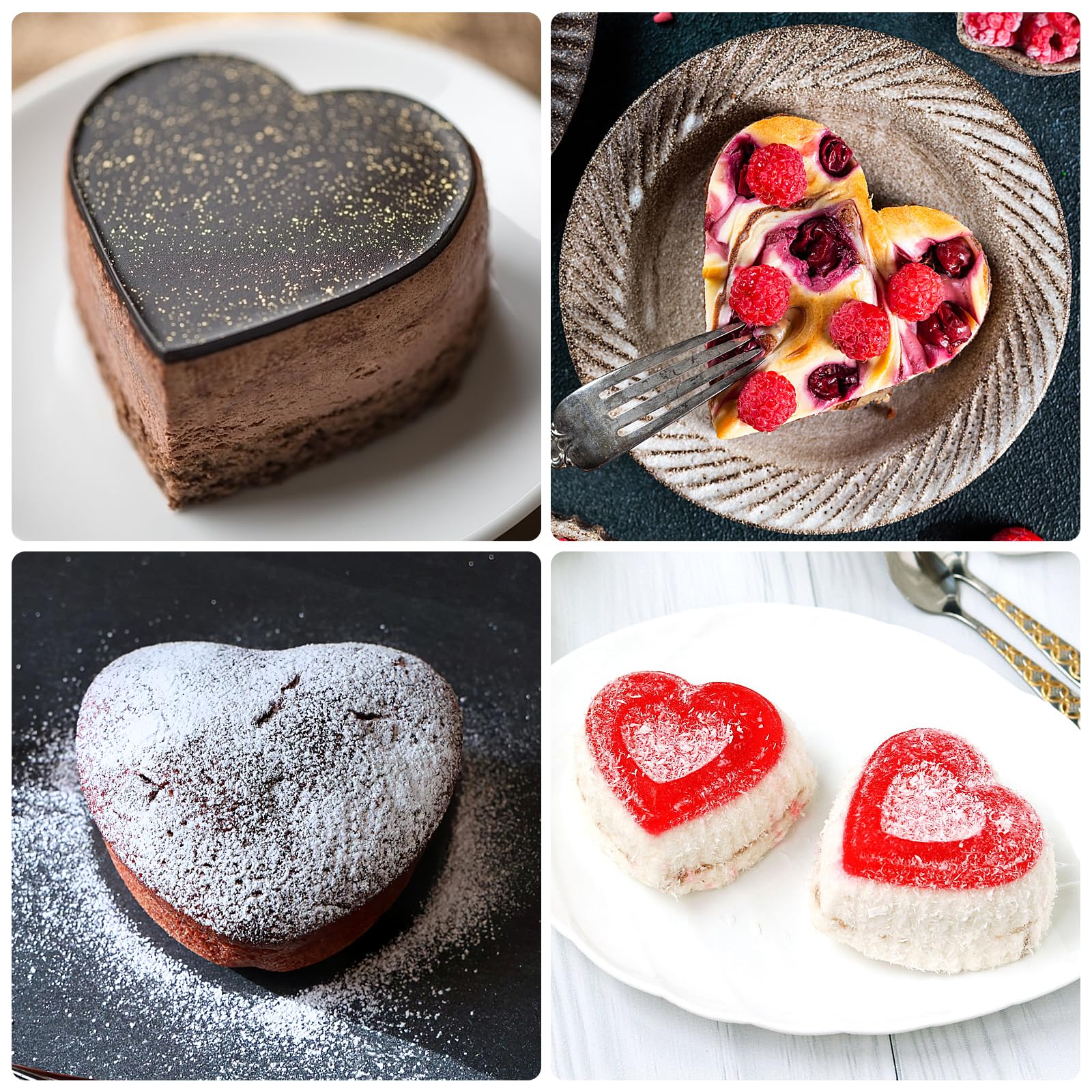 Anneome 2Pcs Heart Cake Heart Shaped Baking Pans Cake Decorating Set Baking Dishes For Oven Mini Pan Cheesecake Baking Molds Che