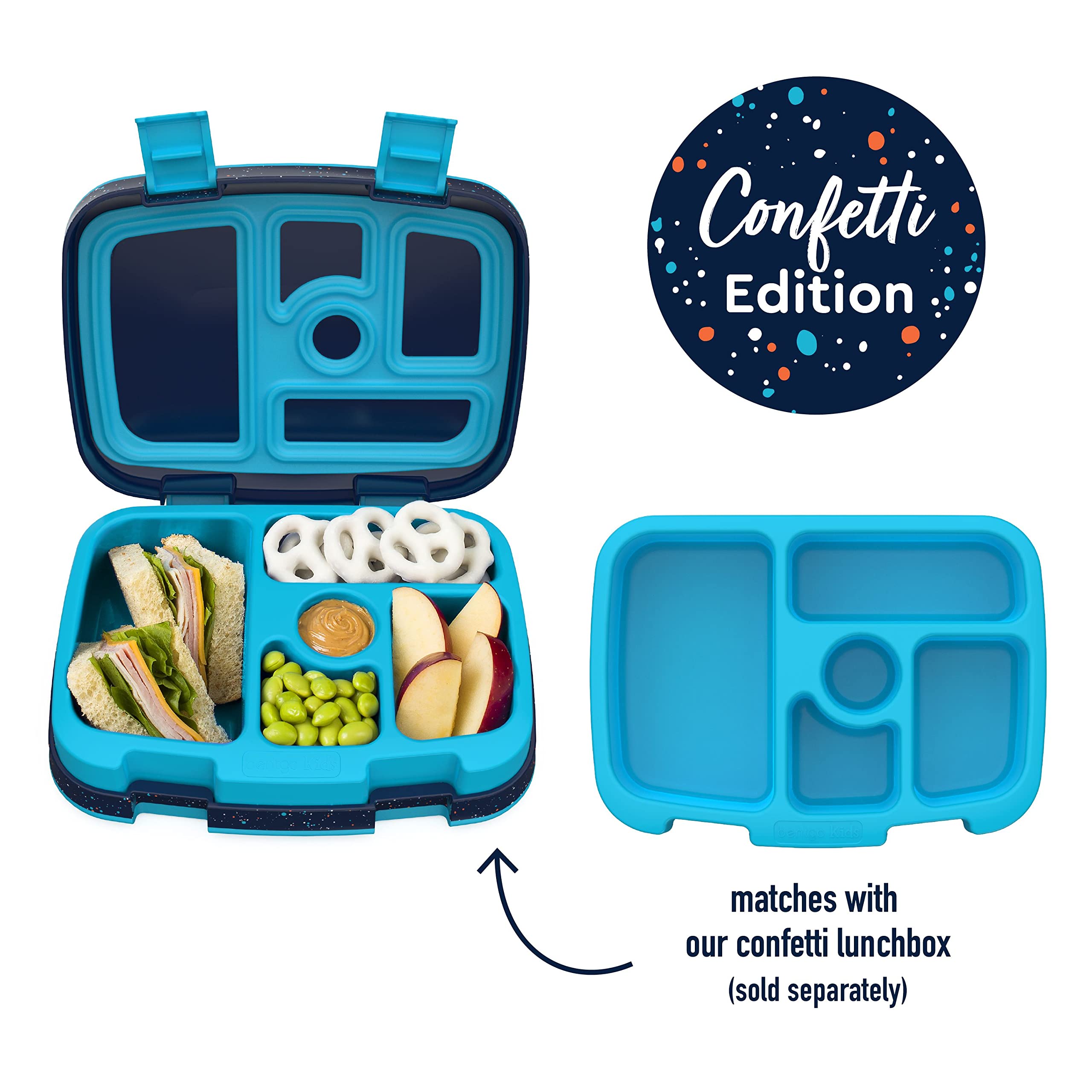 Bentgo Kids Tray With Transparent Cover - Reusable, Bpa-Free, 5-Compartment Meal Prep Container With Built-In Portion Control Fo