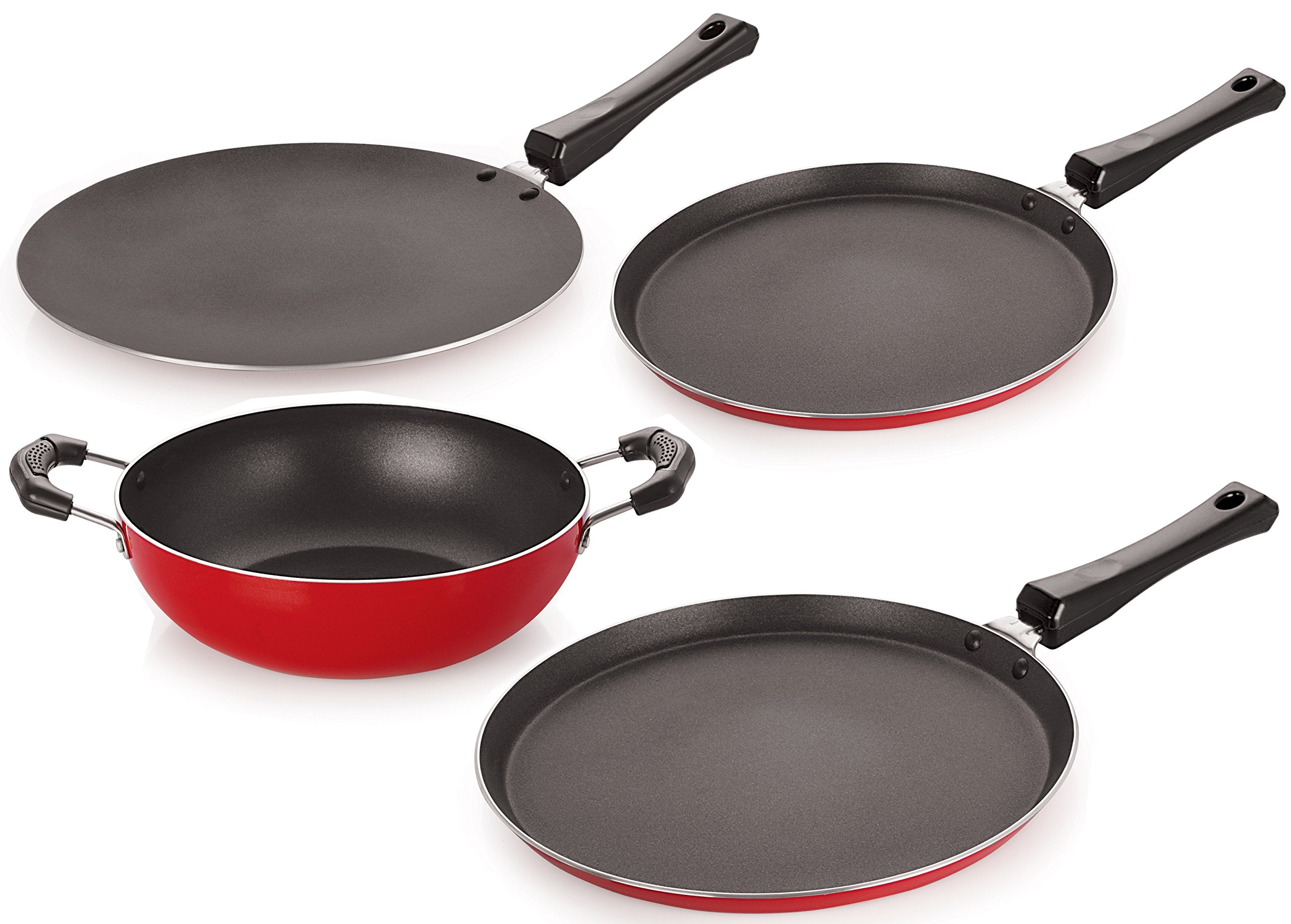 Nirlon NonStick Cookware Kitchen Cooking Utencil Combo Set, (26_Ft13_Ct_Kd12_Ft10),Pfoa Free