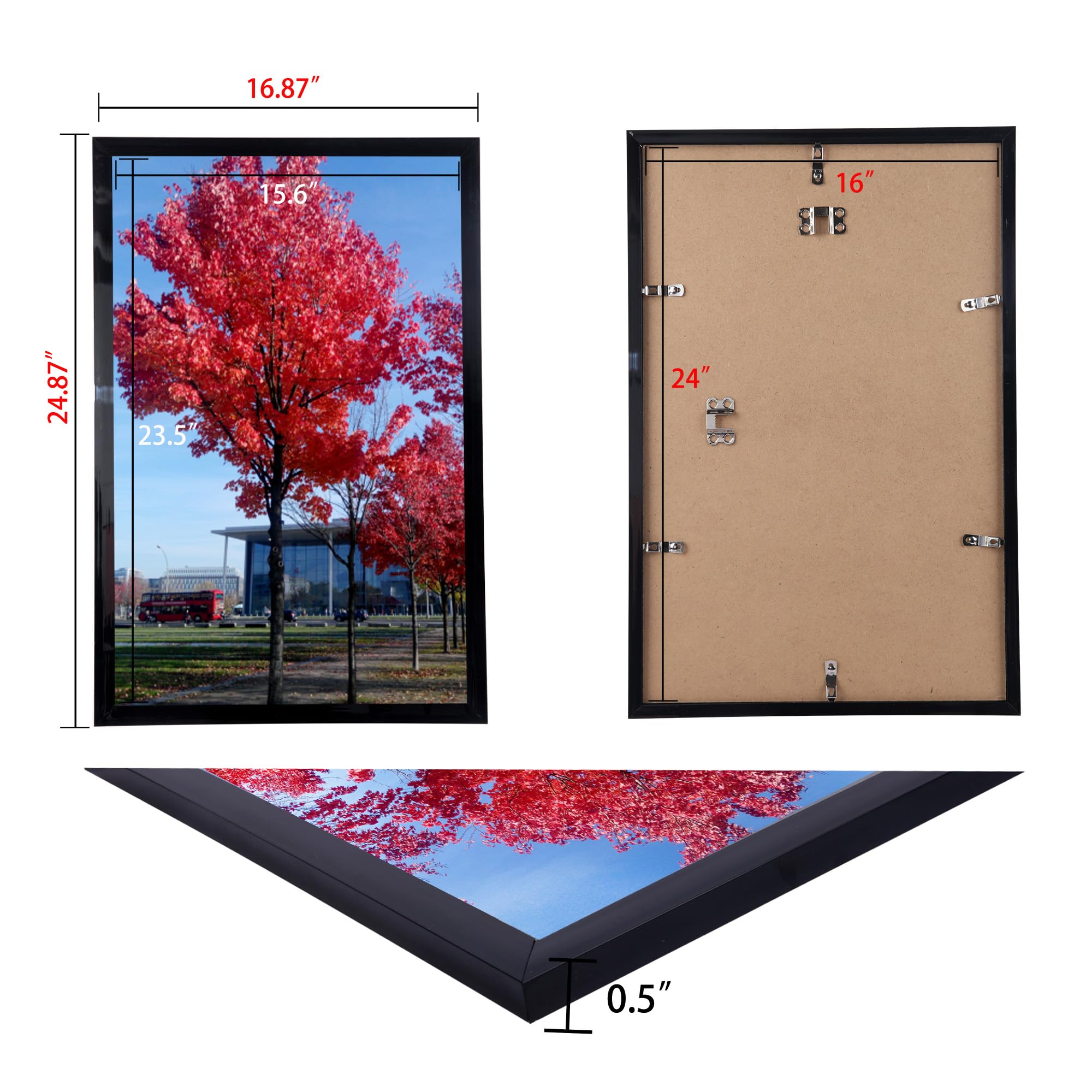 Medog Studio Gallery 16x24 Poster Frame Black,Display Pictures 16x24 Picture Frame, Studio Gallery Frame, Wall Schools Colleges
