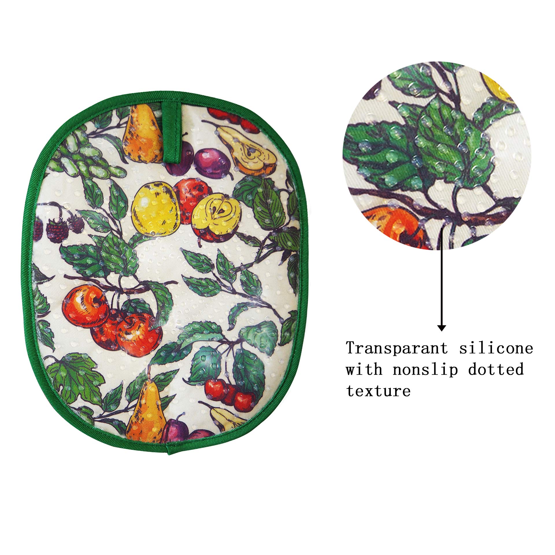 Pot Holders Set Of 2 With Transparent Clear Silicone Shell And Nice Fruit Flower Cotton Lining, Heat Resistant To 500 F Kitchen
