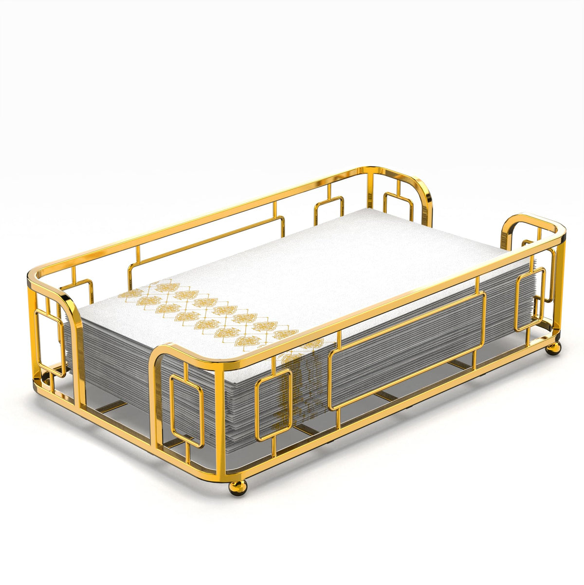 Levimetree Guest Napkin Tray - Gold Napkin Holder, Versatile Hand Towel Tray And Dispenser, Paper Towel Holder For Guest Bathroo