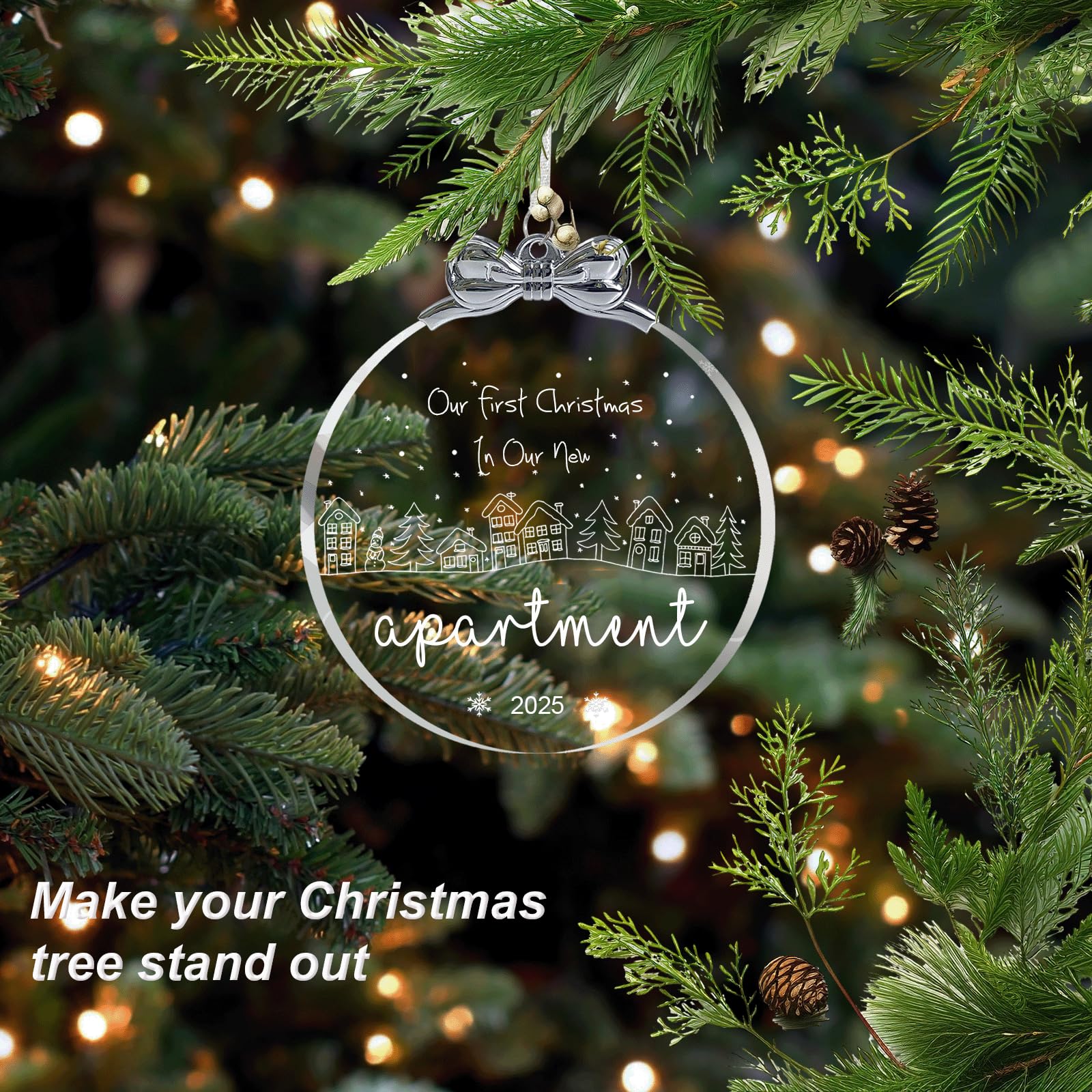 First Apartment Ornament 2025, Our First Christmas in Our New Apartment Gifts Ideas, New House Apartment D  cor with Glow in The