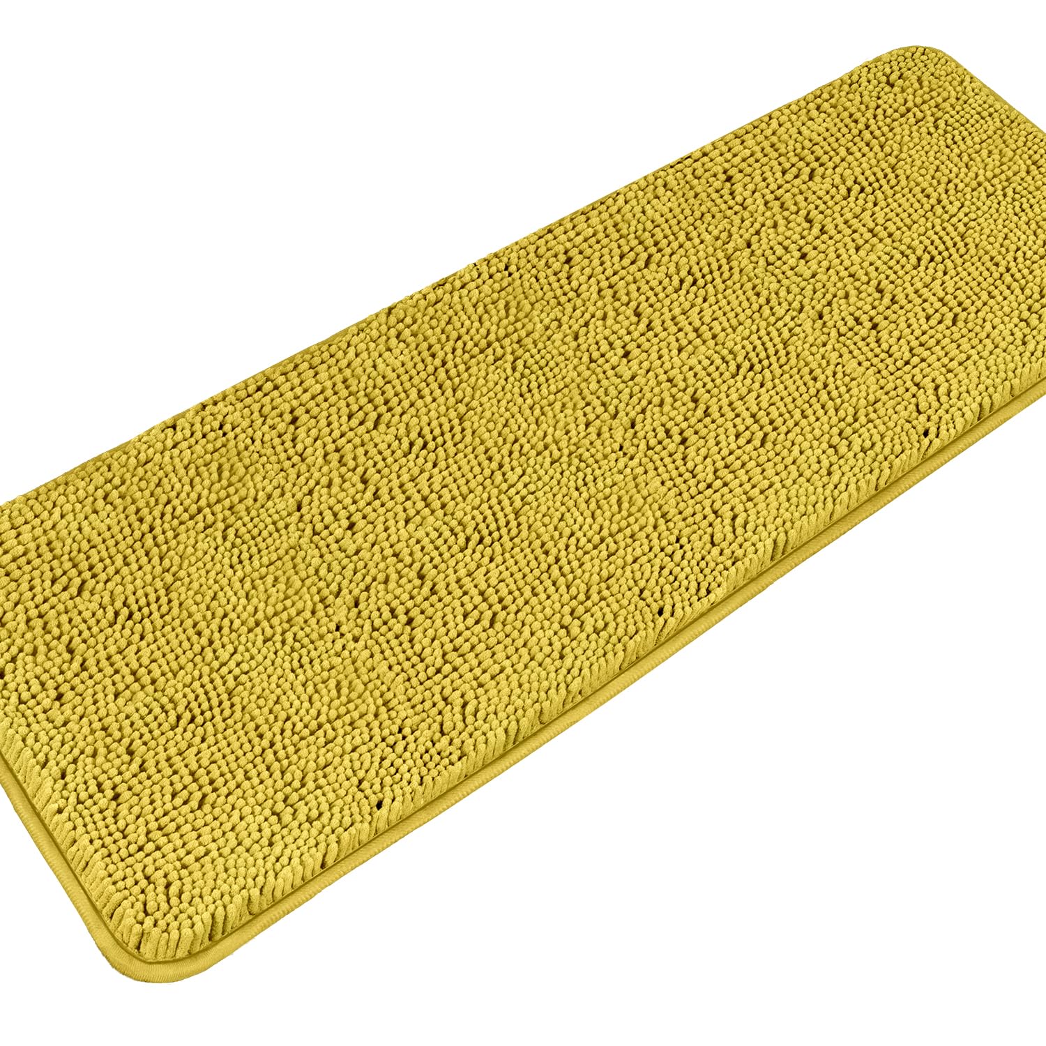 Pureswan Mustard 47 X 17 Bathroom Rugs - Absorbent And Washable Bath Mat, Non-Slip, Thick Soft Chenille Bath Rugs For Bathroom F