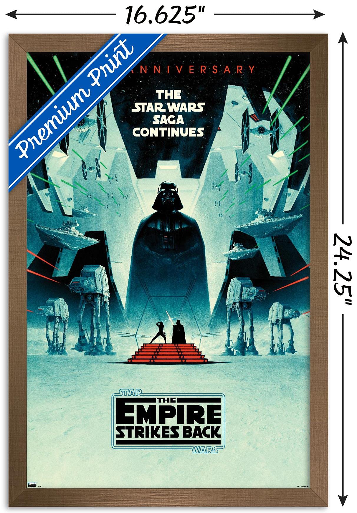 Trends International Star Wars: The Empire Strikes Back - 40Th Anniversary Wall Poster, 14.725'' X 22.375'', Bronze Framed Versi