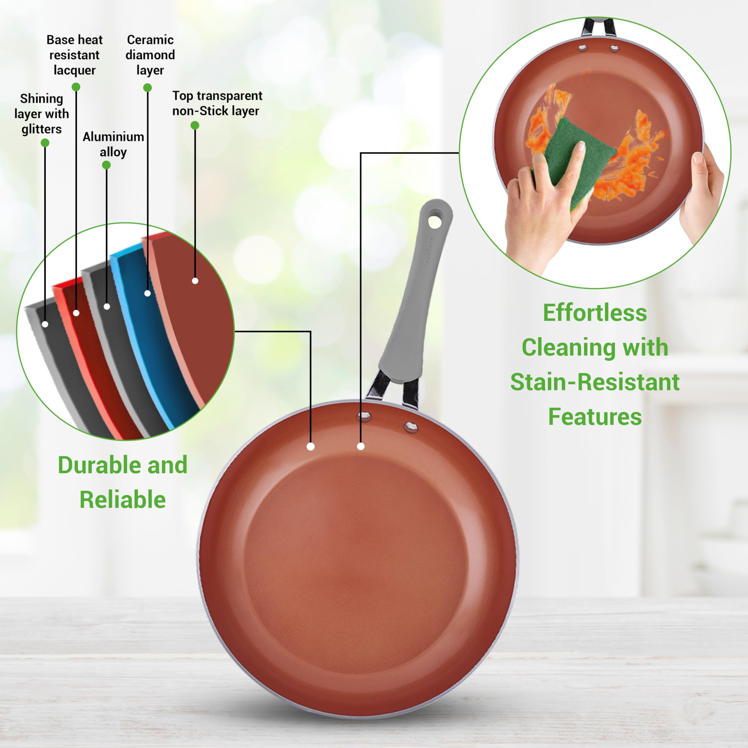 NutriChef 11 Pc Nonstick Cookware - PTFE/PFOA/PFOS Free Kitchenware Pots & Pans Set with Saucepan, Frying Pans, Cooking Pots, Li