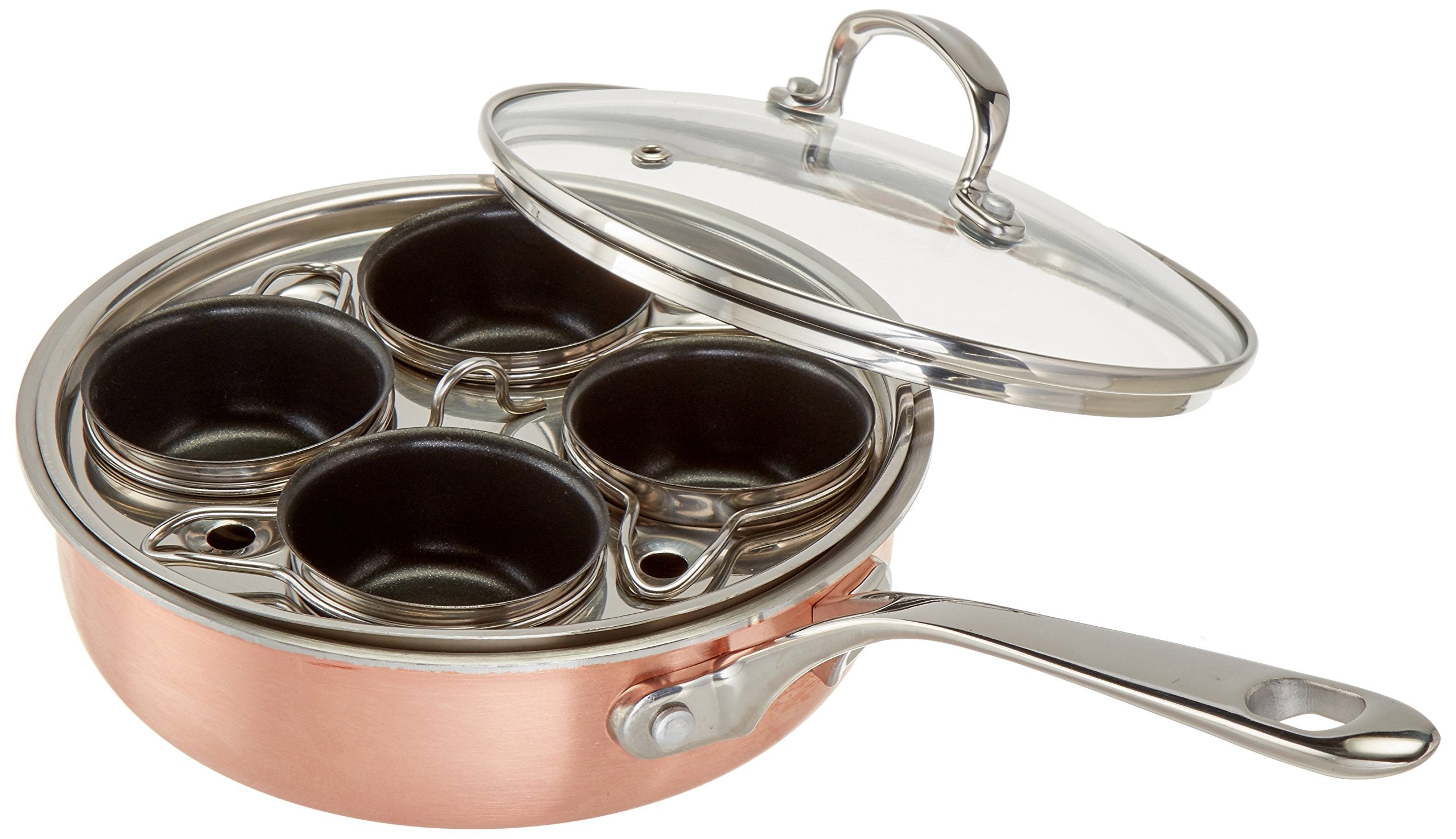 4 Cup Stainless Steel Tri-Ply Professional Egg Poacher W/Nonstick Egg Cups For Perfectly Poached Eggs Brunch And Breakfast
