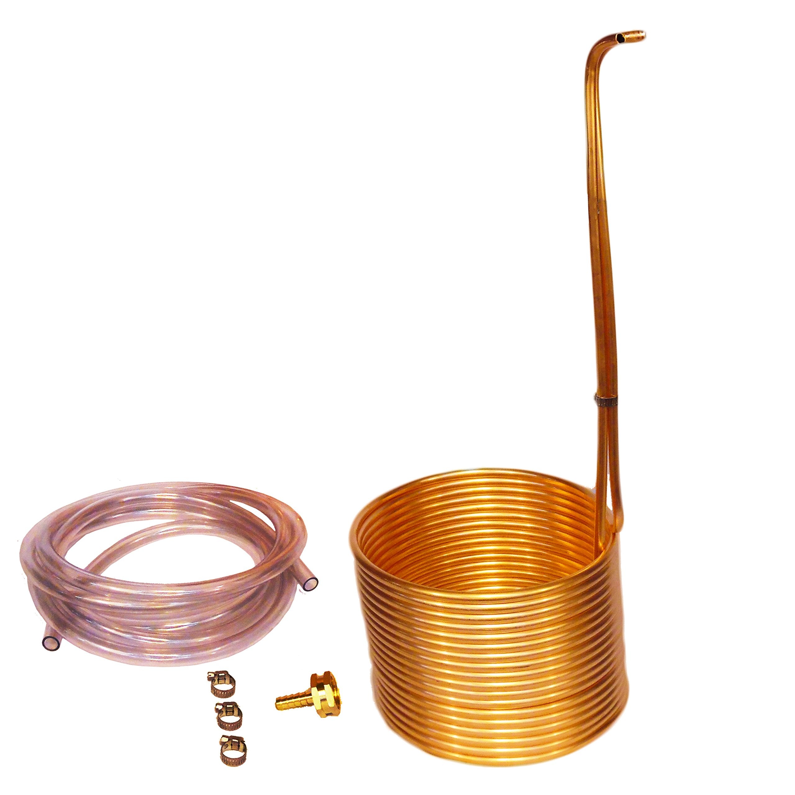 Homebrewstuff Copper Immersion Wort Chiller 50' X 3/8'' W/Vinyl Hoses