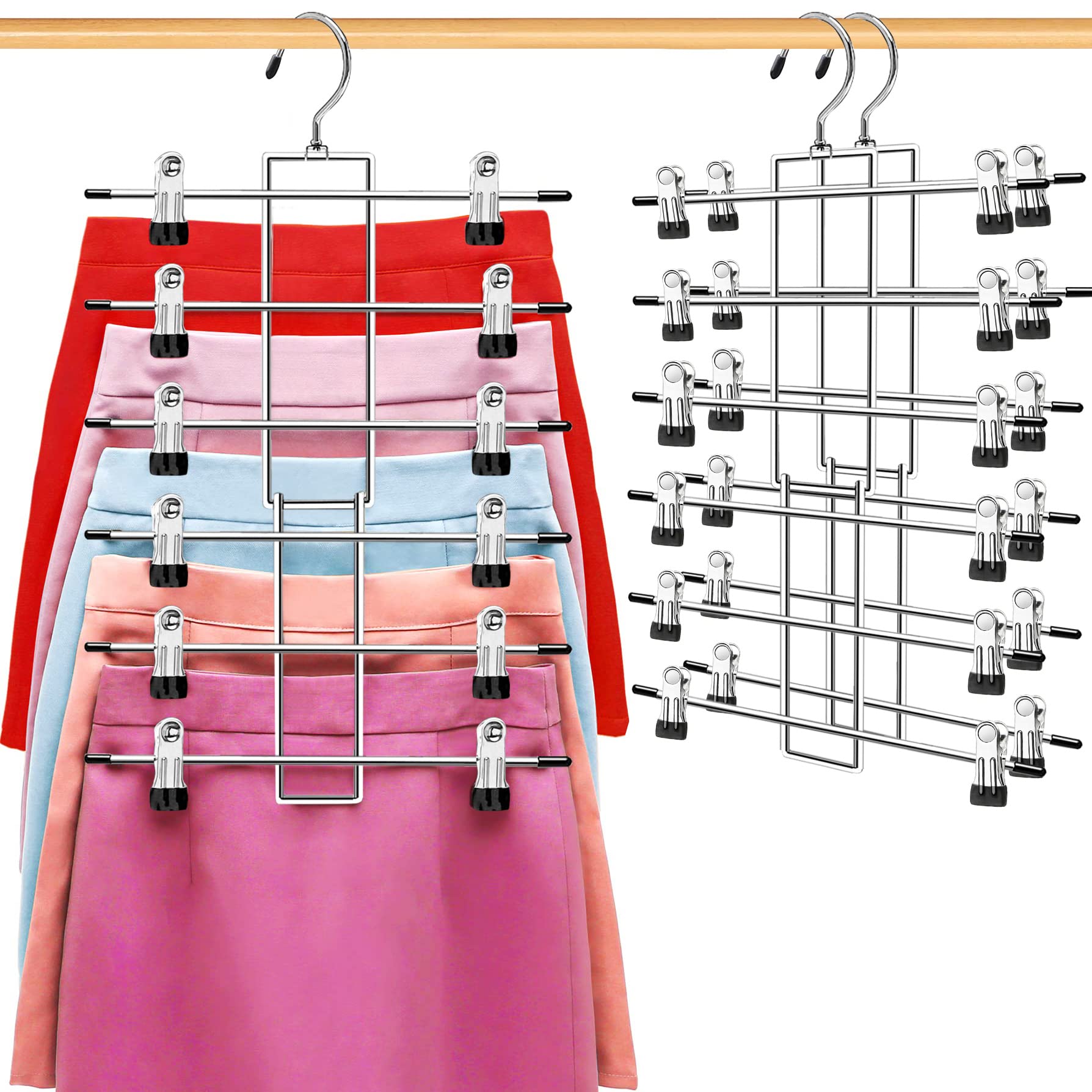 Organization And Storage Skirt Pants Hangers Space Saving,3 Pack 6 Tier Closet Organizers And Storage,Closet Storage Home Organi