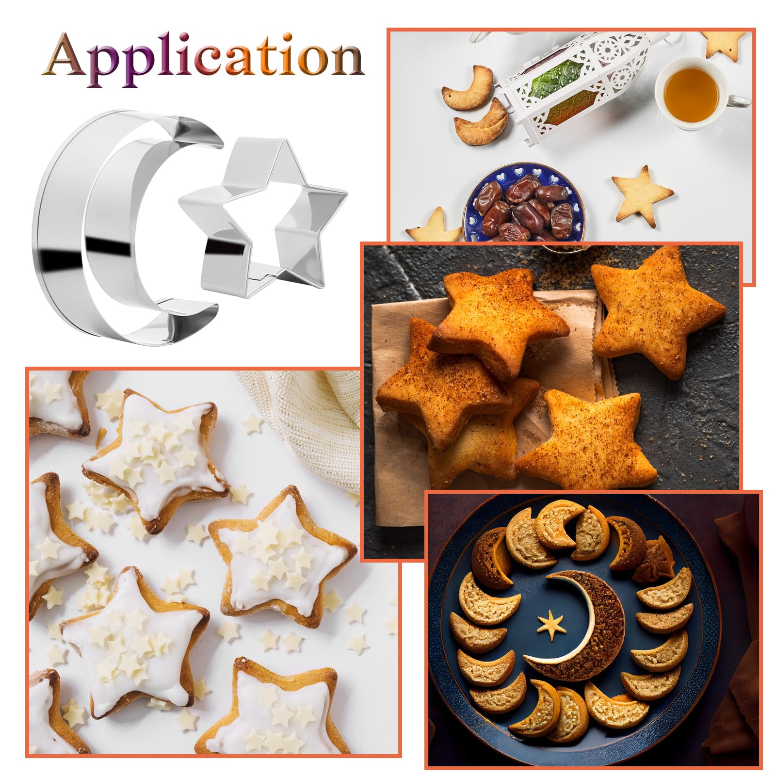 Moon And Star Cookie Cutters Shapes For Baking,Stainless Steel Biscuit Cutters For Baking,Night Sky Theme Cutters Molds For Baby