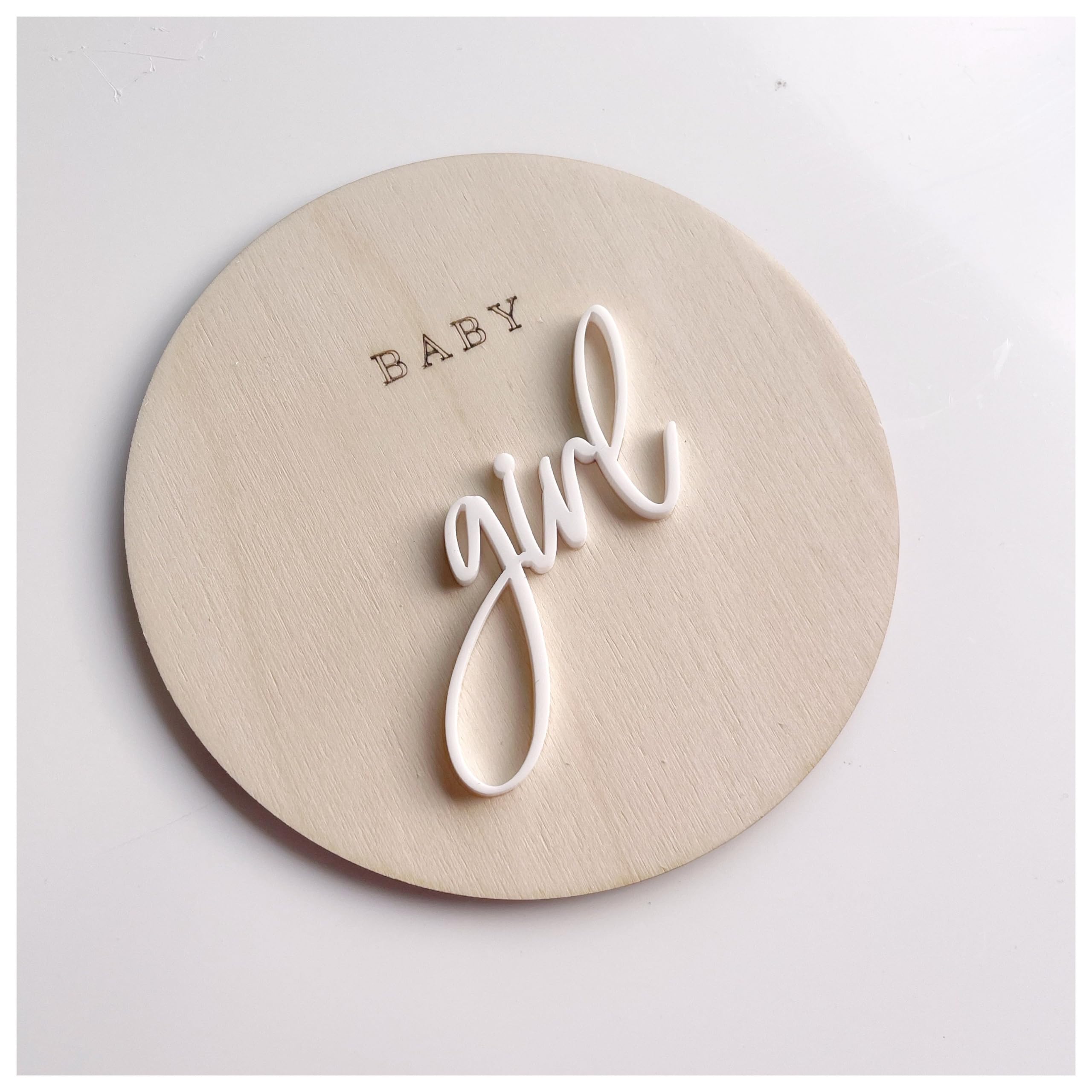 FELIXTA SET 2 OF He's Here/She's Here Wooden Baby Announcement Sign, WHITE (08)