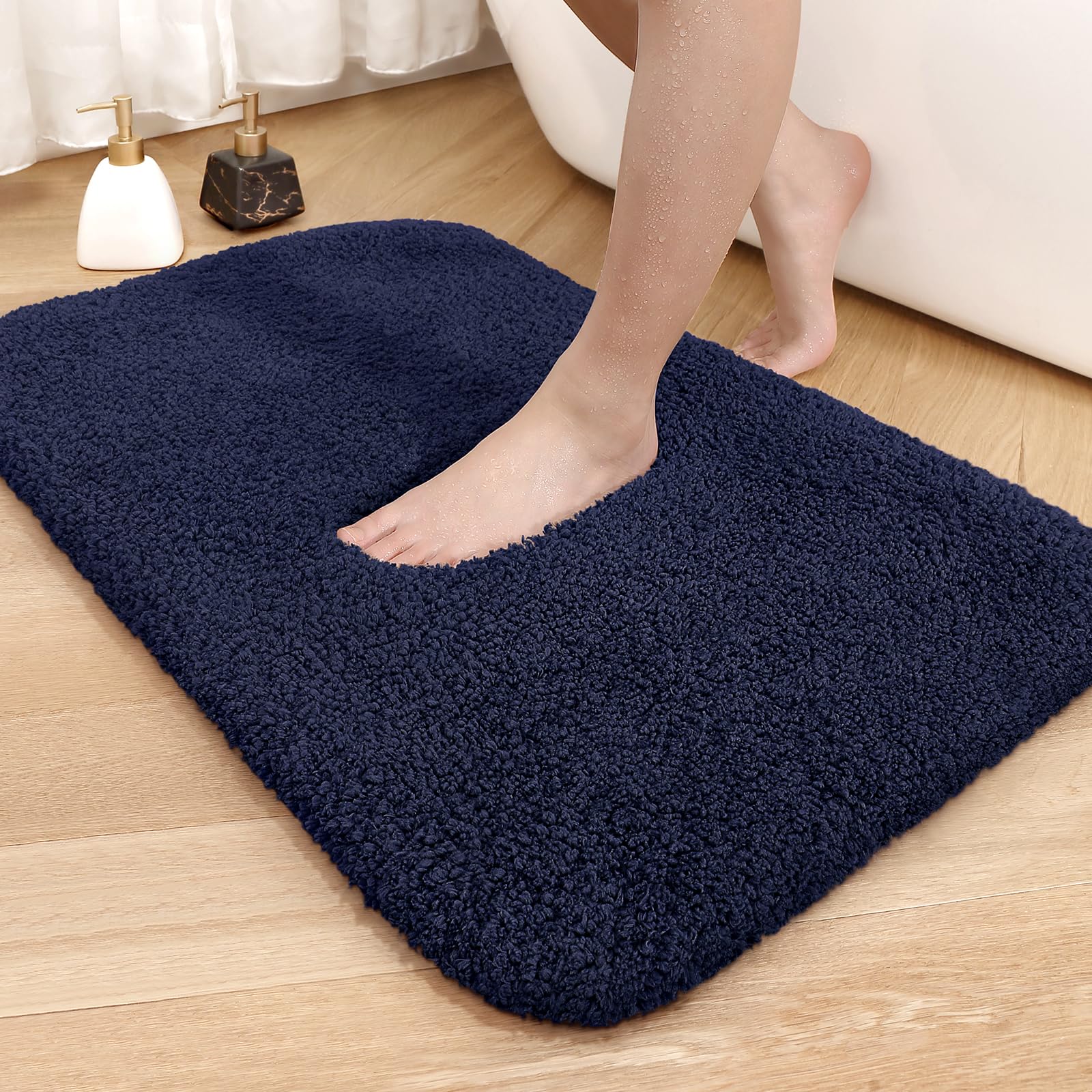 Color G Navy Blue Bathroom Rugs - Upgrade Your Bathroom With Soft Plush Navy Microfiber Bath Mat - Non Slip, Absorbent, Washable