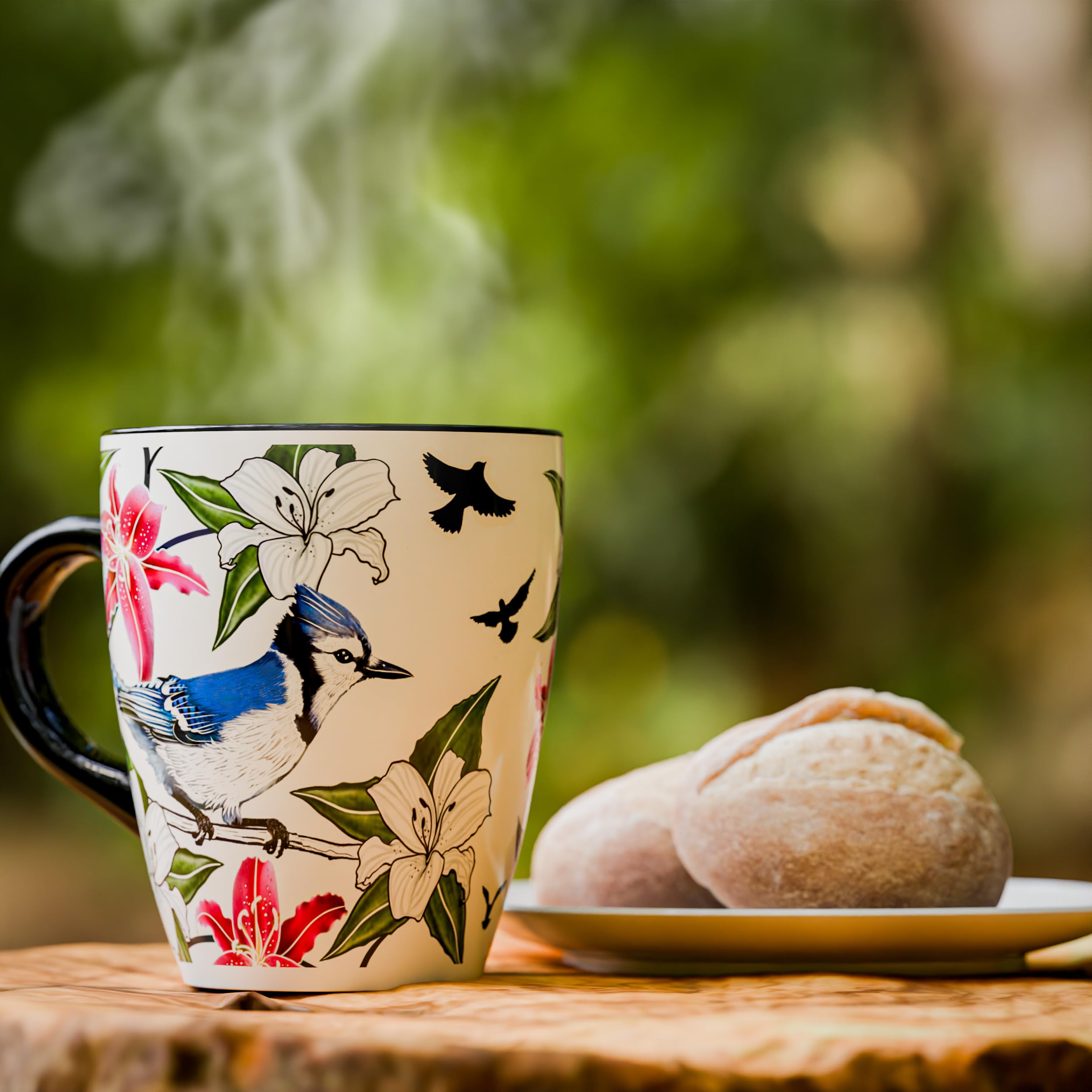 Color Changing Bird Coffee Mug 12oz - Heat Sensitive Ceramic Cup with Floral Reveal - Gifts for Bird Lovers, Unique Coffee Mugs