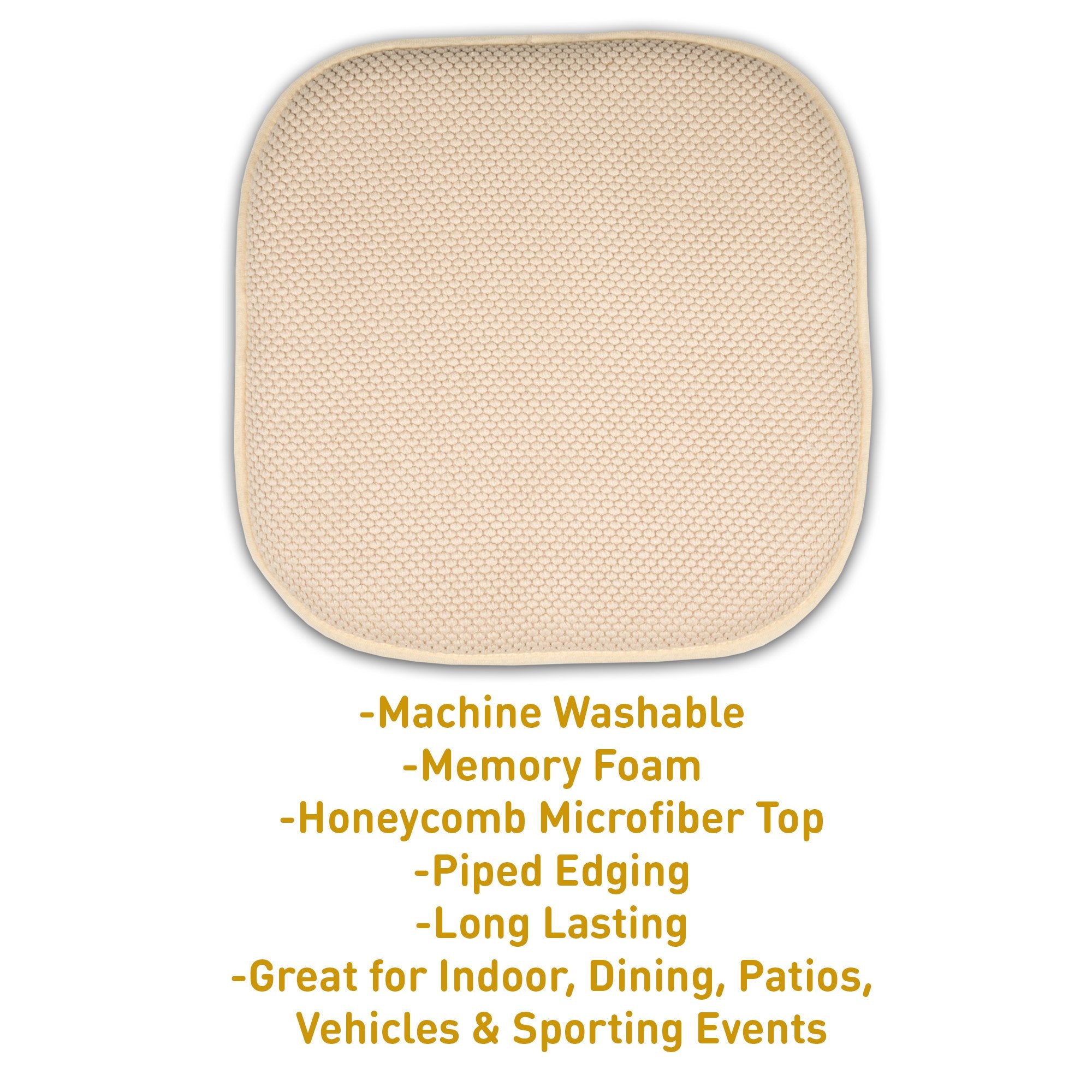 Sweet Home Collection Memory Foam Honeycomb Nonslip Back 16'' X16'' Chair/Seat Cushion Pad, 4 Pack