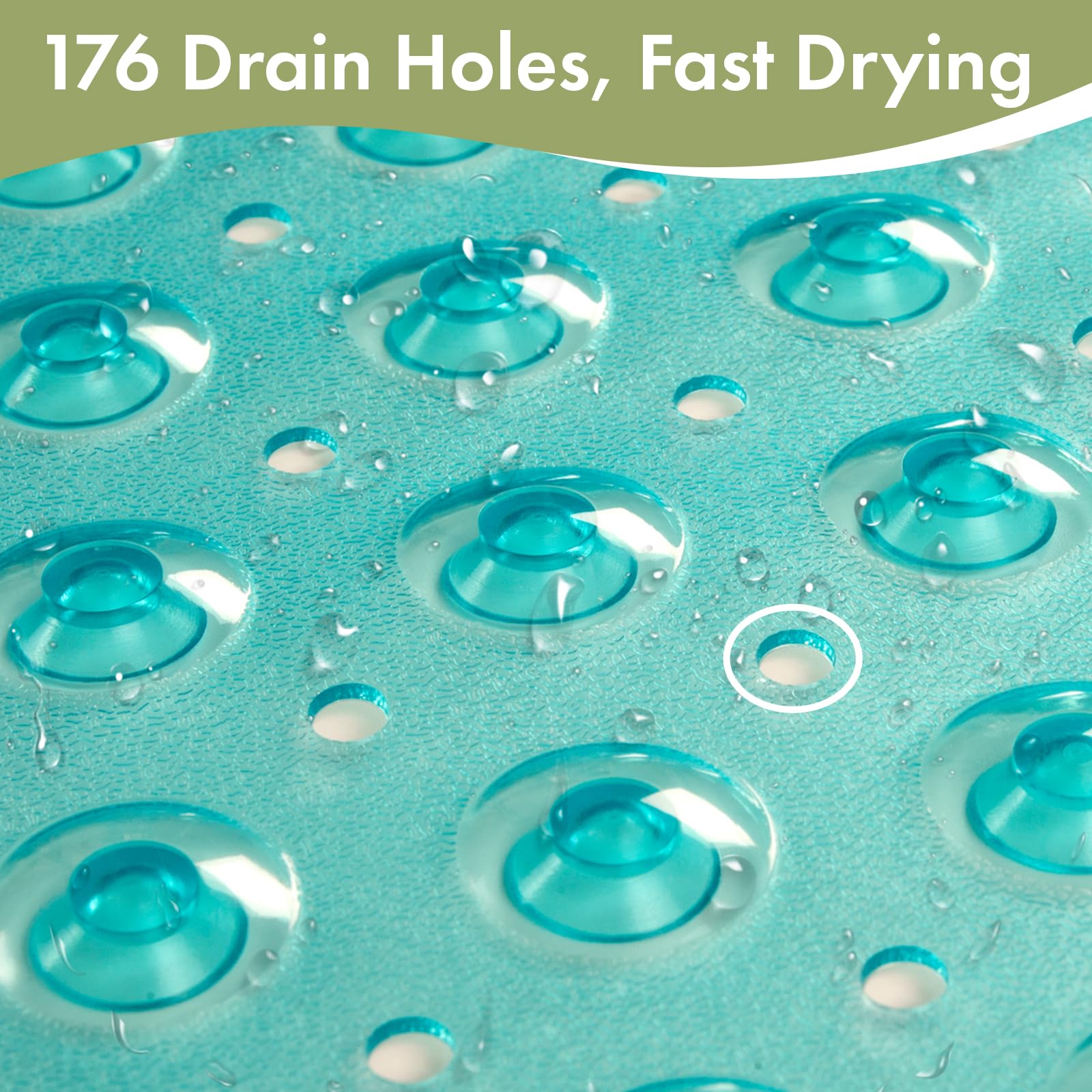 AmazerBath Bath Tub MatNon Slip  40 x 16 Inches Non-Slip Shower Mats with Suction Cups and Drain Holes  Bathtub Mats Bathroom Mats Machine Washable  Clear Green
