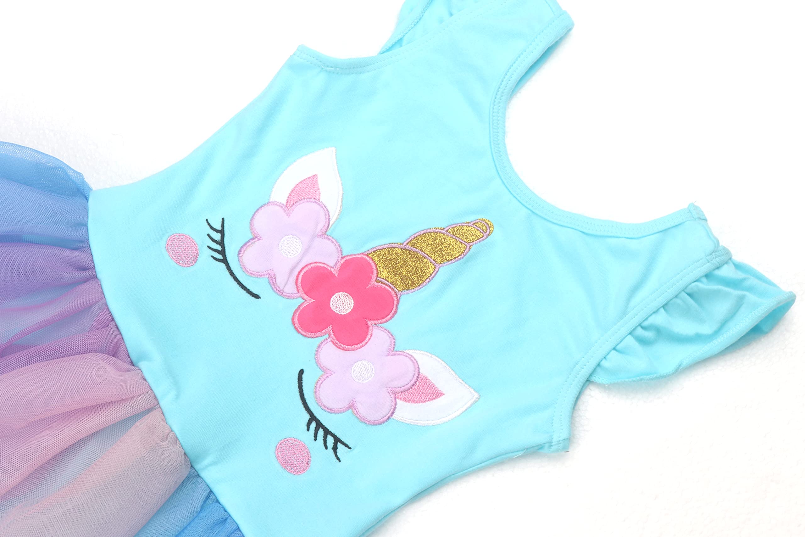 Eqsjiu 3T 4T Ballet Leotards For Toddler Girls With Tutu Tulle Skirt Blue Unicorn Dance Dresses Primary Kids Dance Performance C