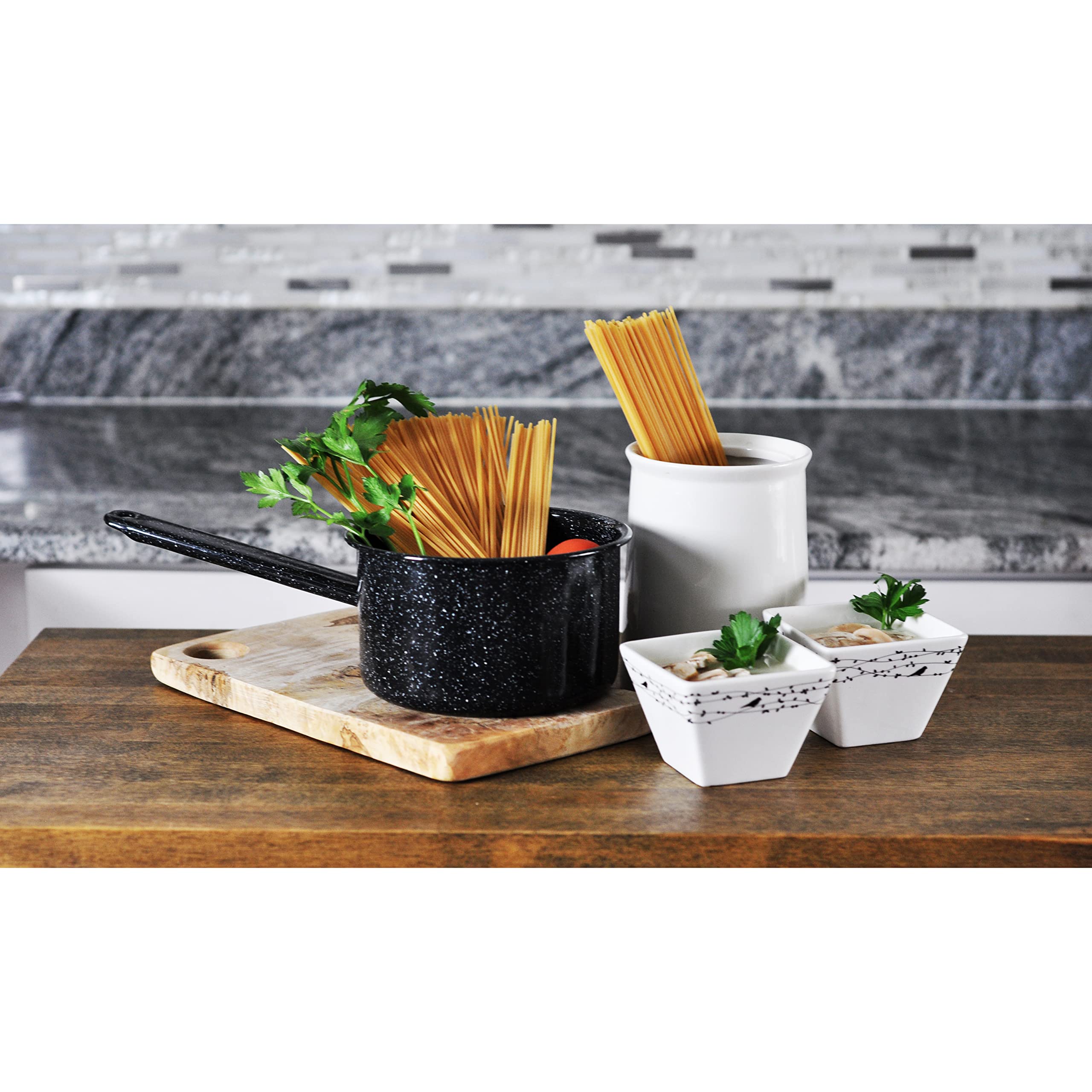 Mirro Enamel Sauce Pan, 2 Qt, Black