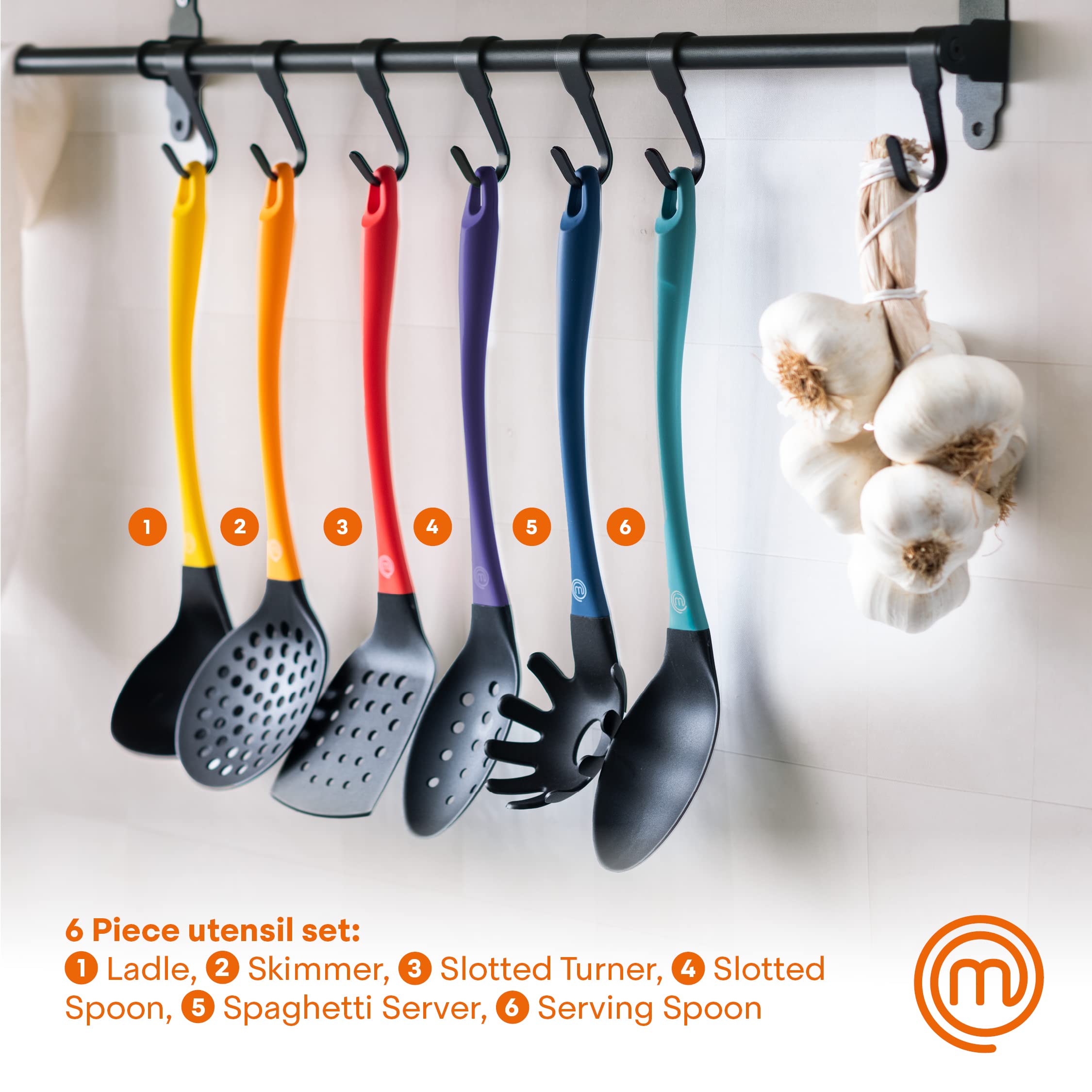 Masterchef Kitchen Utensils Set, Nylon Cooking Utensils Set Of 6, Non Toxic & Non Scratch Cooking Tools For Non Stick Cookware I