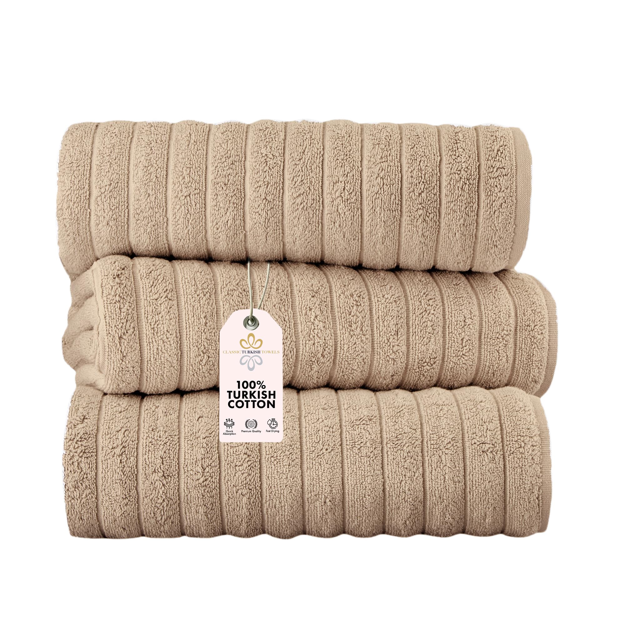 Classic Turkish Towels Ctt Luxury 6 Piece Towel Set, 100% Turkish Cotton, Quick Drying, Highly Absorbent & Comfy, Includes 2 Bat