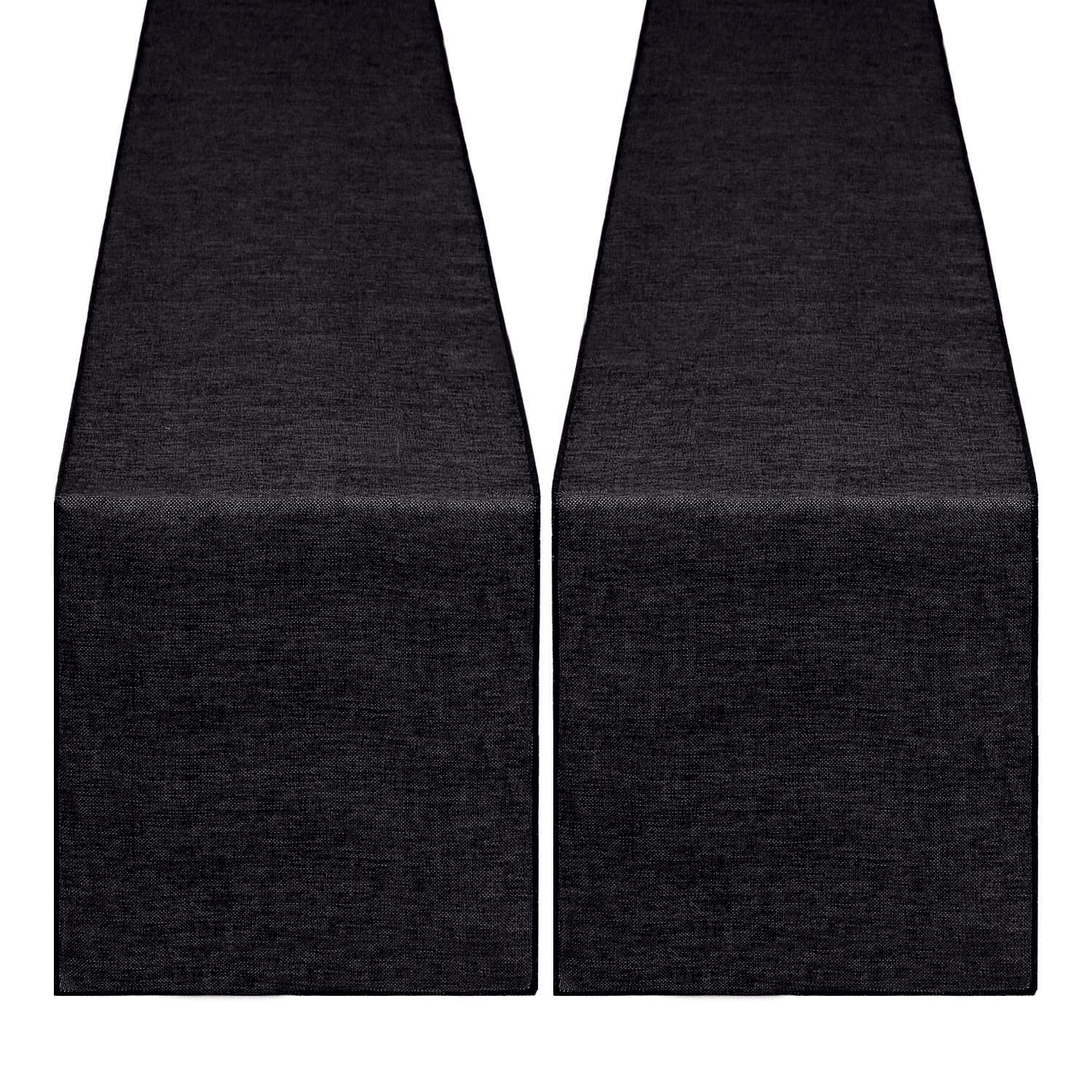 Black Burlap Table Runner 2Packs 13X108 Inch Halloween Table Runner Burlap Fabric Runner For Wedding Party Holiday Fall Table De