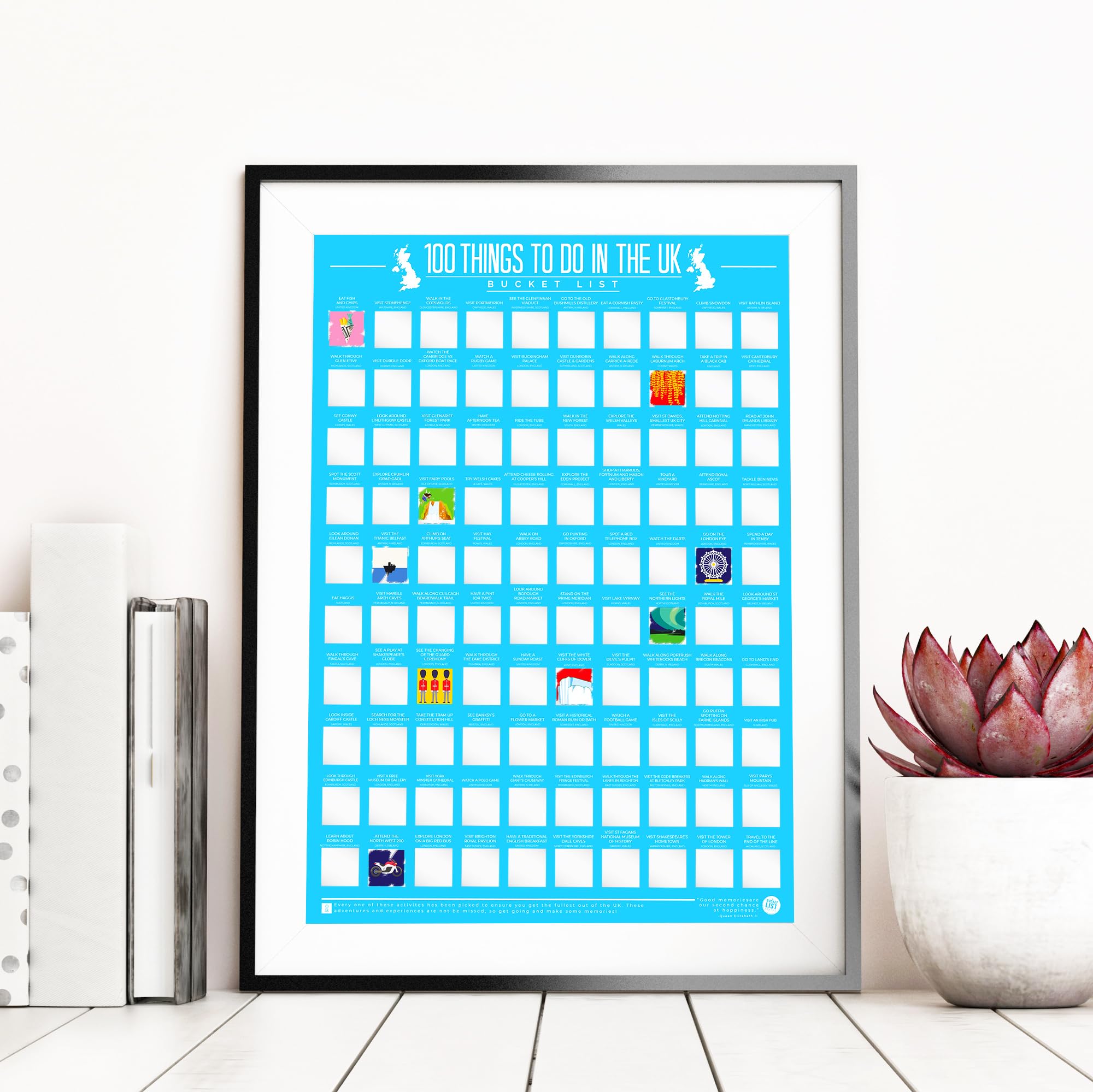 Gift Republic 100 Things To Do In The Uk Bucket List Scratch Off Poster