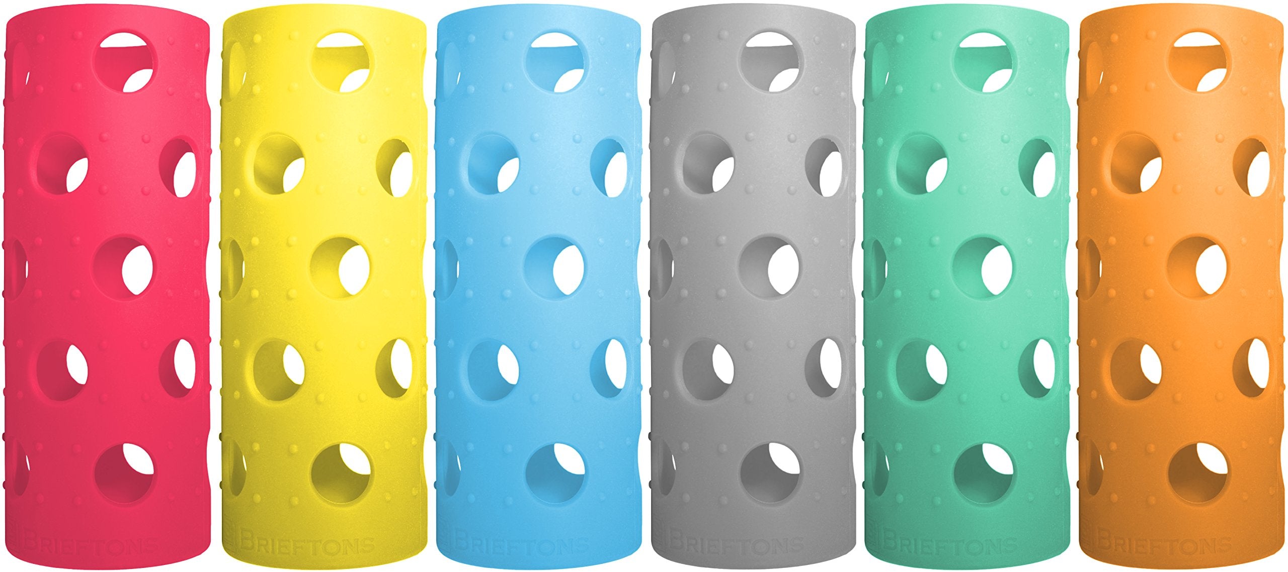 Brieftons Silicone Sleeves: 6-Pack Insulated Anti-Slip Protection Covers, Ultra Thick & Durable, Better Than Neoprene & Rubber,