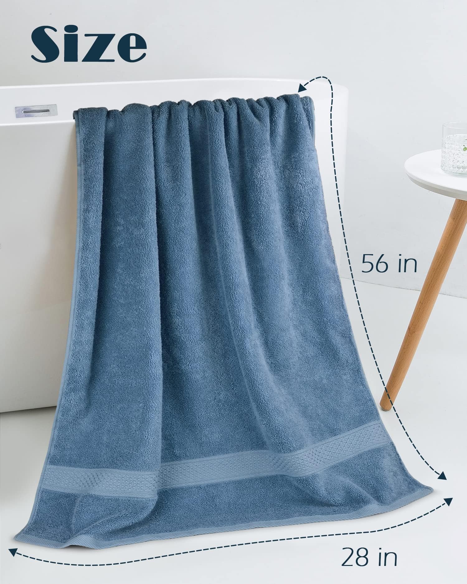 Cleanbear Ultra Soft Bath Towel Set Of 2, 100% Cotton Towels For Shower, Spa Or Swim Use, Medium Weight Extra Absorbent 55 X 27