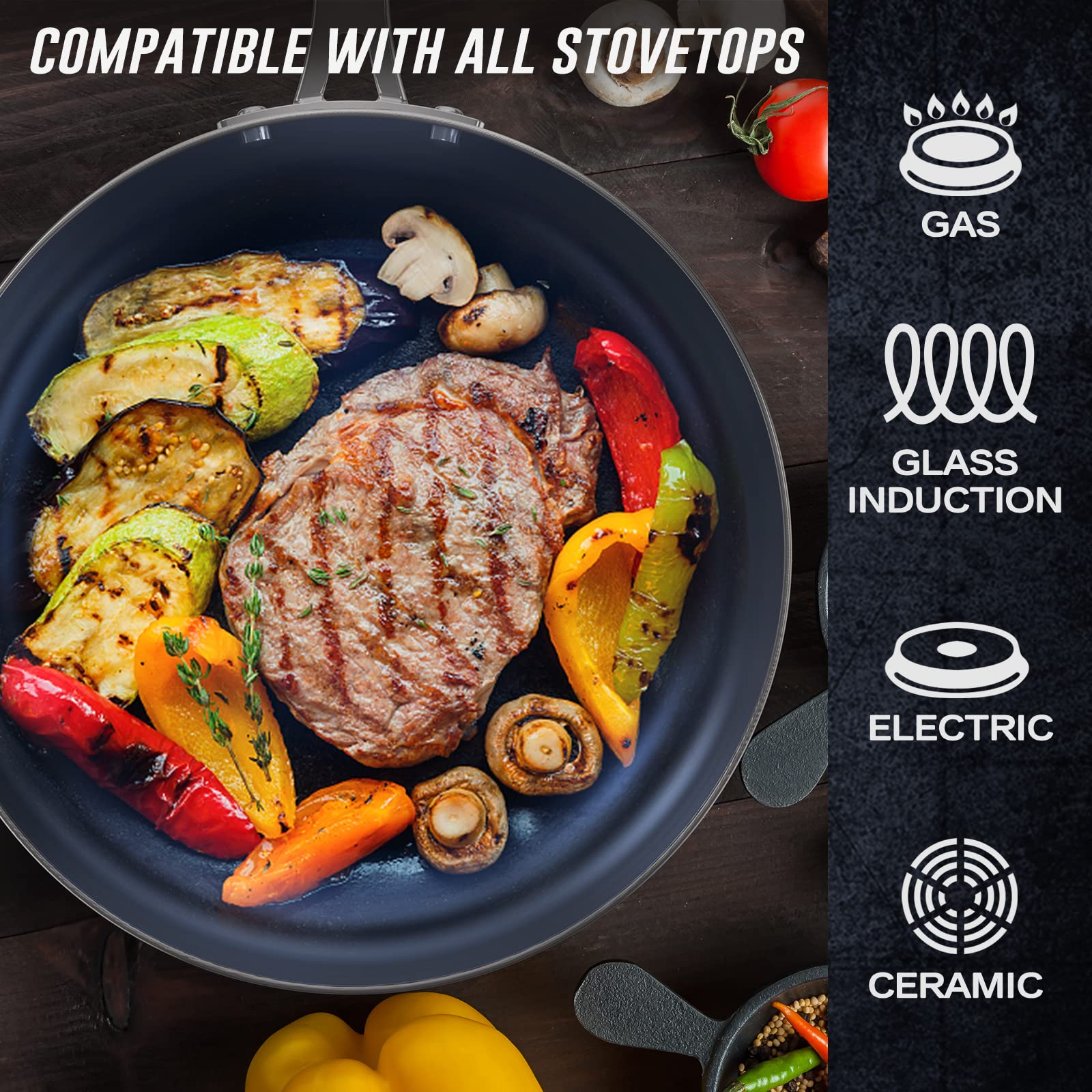 Ciwete 8 Inch Frying Pan Tri-Ply Stainless Steel & Nonstick, 8'' Omelet Pan Pfas-Free, Skillet With Stainless Steel Cool Handle,