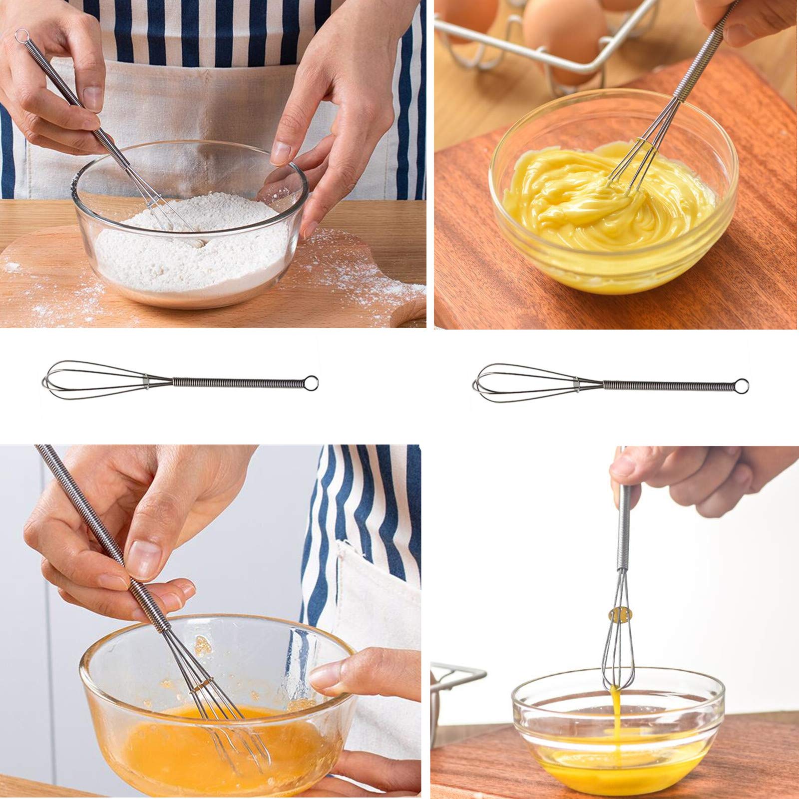 Transun Moo 6 Pcs Small Wire Whisks 7 Inches Mini Stainless Steel Whisks For Cooking Kitchen