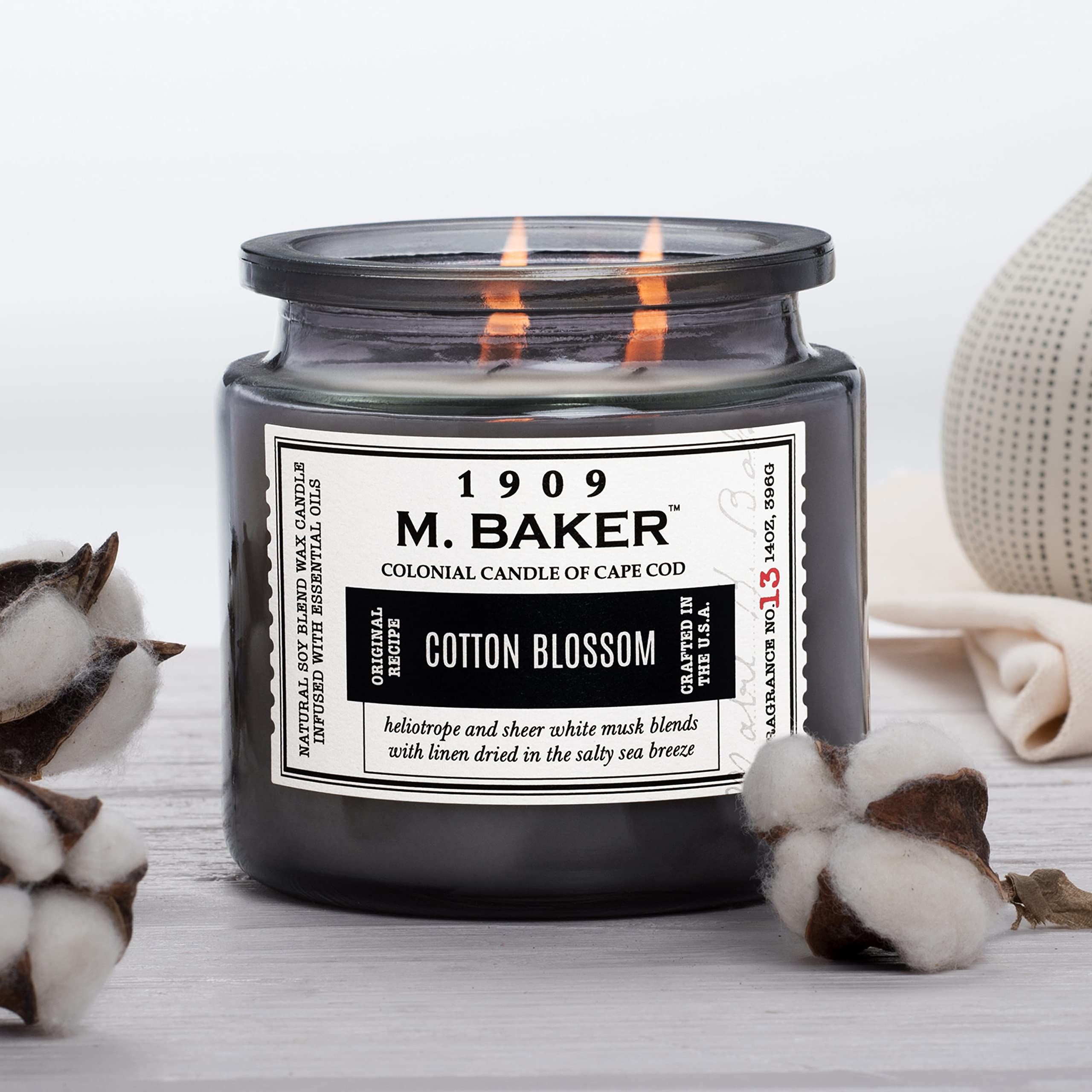 Colonial Candle Cotton Blossom Scented Jar Candle | 2-Wick Natural Soy Blend Wax Candle for Home | Relaxing Aromatherapy Candle