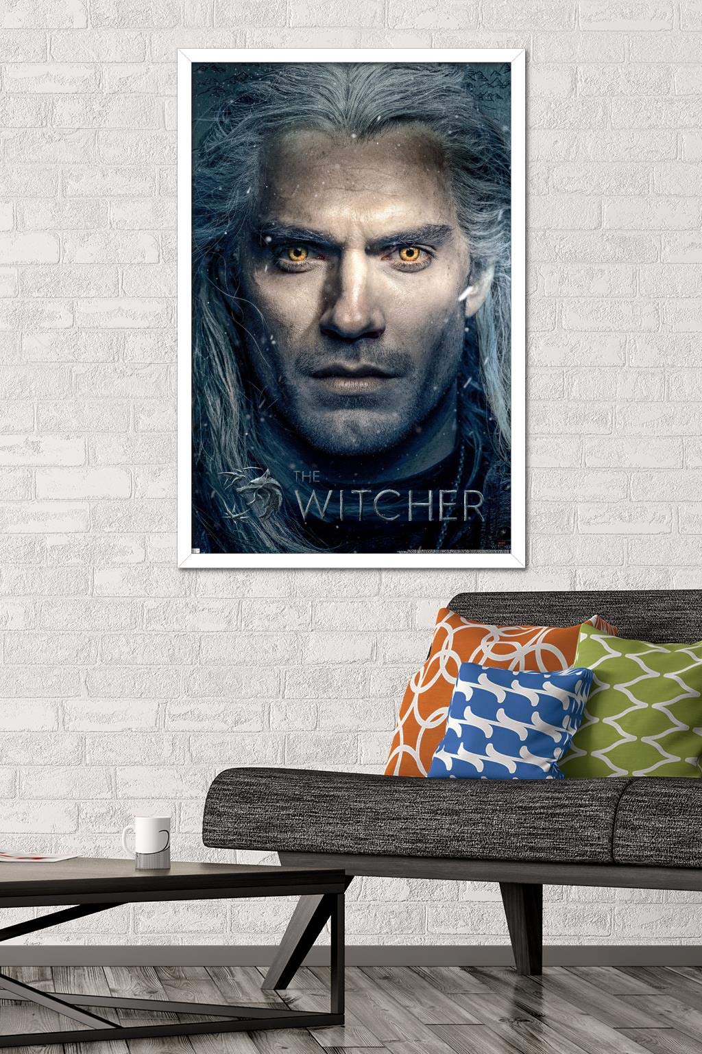 Trends International Netflix The Witcher - Closeup Wall Poster, 22.375'' X 34'', White Framed Version