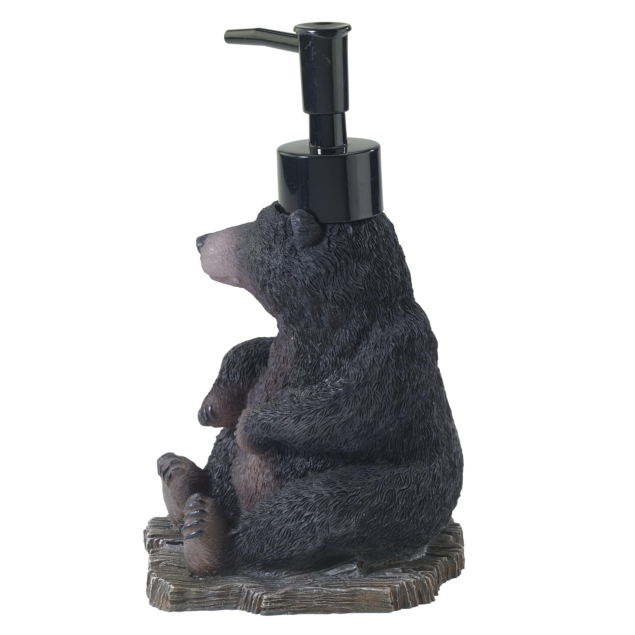 Avanti Linens - Soap Dispenser/Lotion Pump, Resin Countertop Accessories, Animal Bathroom Decor (Black Bear Lodge Collection)