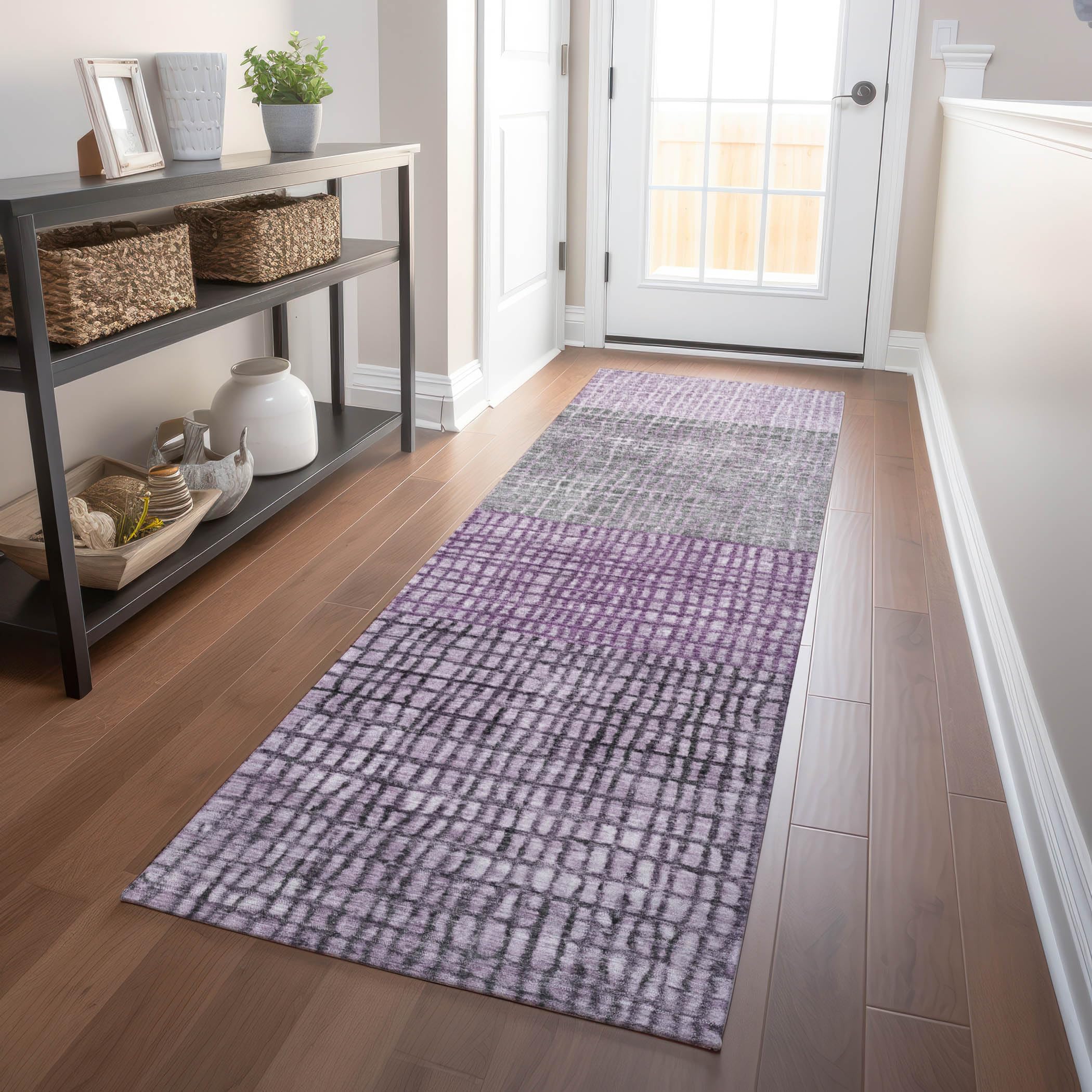 Machine Washable Indoor/Outdoor Chantille Plum 23 x 76 Runner Rug