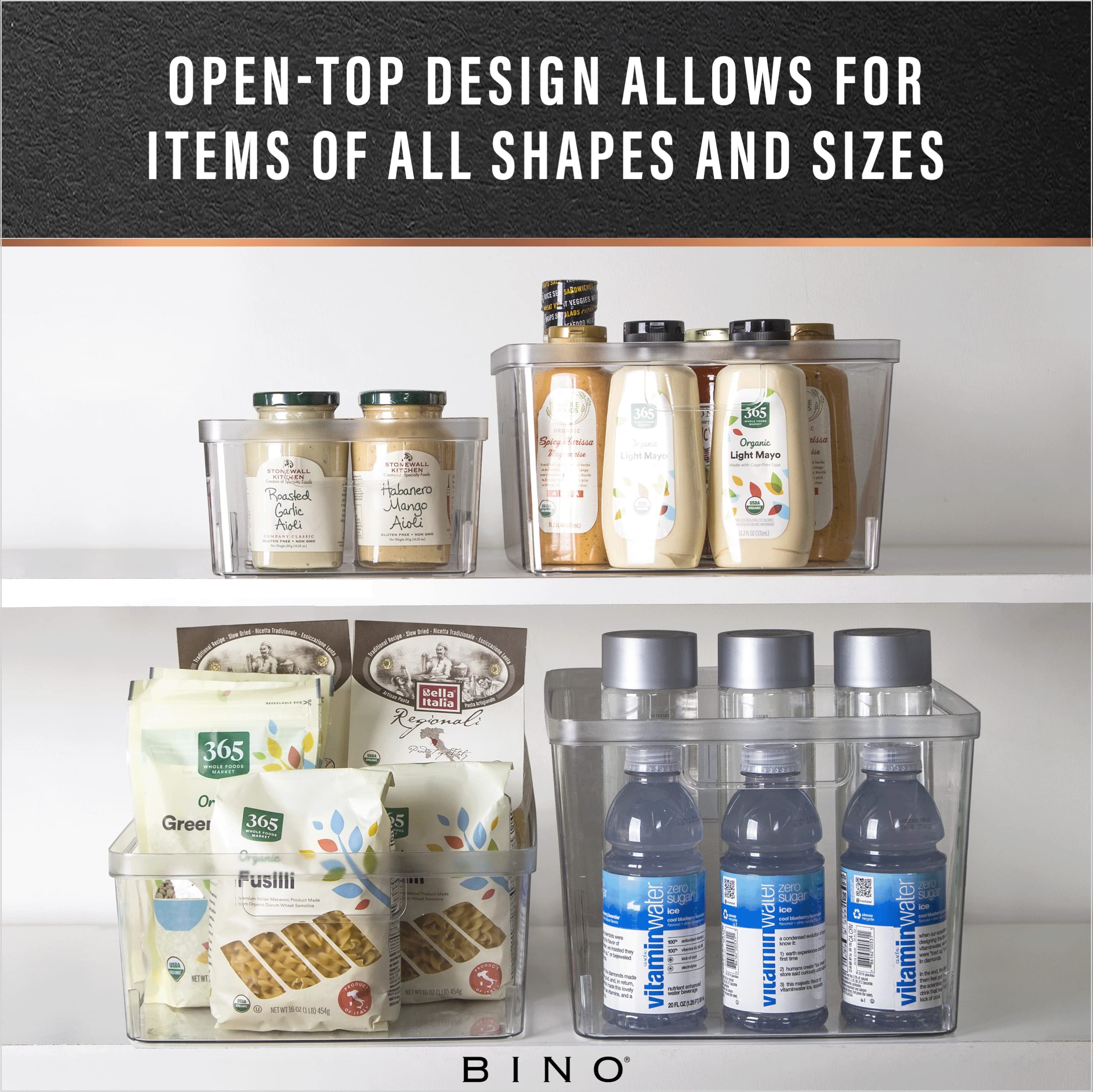 Bino | Plastic Bins, Large - 2 Pack | The Lucid Collection | Multi-Use| Built-In Handles | Bpa-Free | Clear Storage Containers |