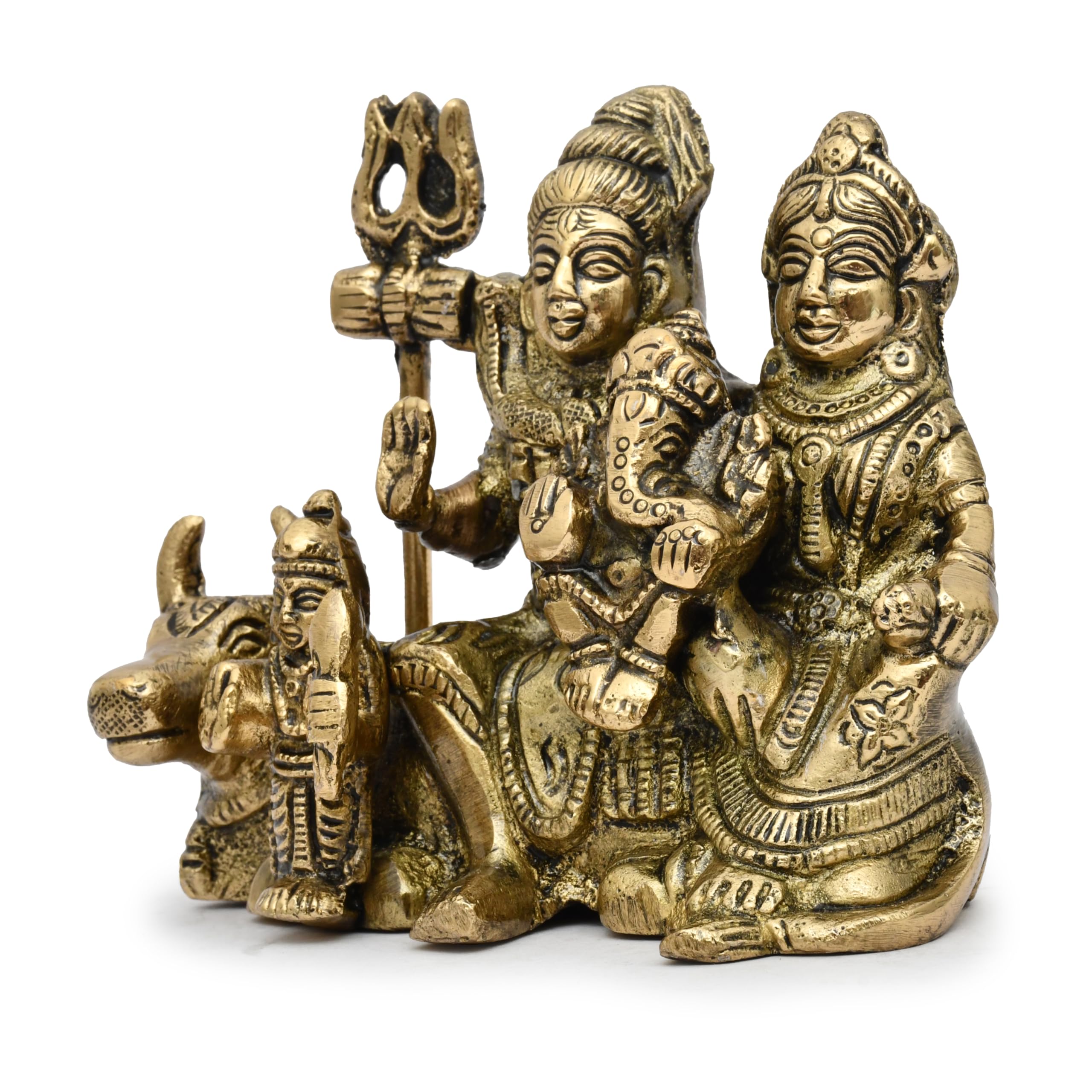 Aargkraft Brass Shiva Pariwar - Shiva Family | Shiva Bholenath Shankar Parvati Ganesh Ganesha Nandi Family Shiv Parivar Murti Sh