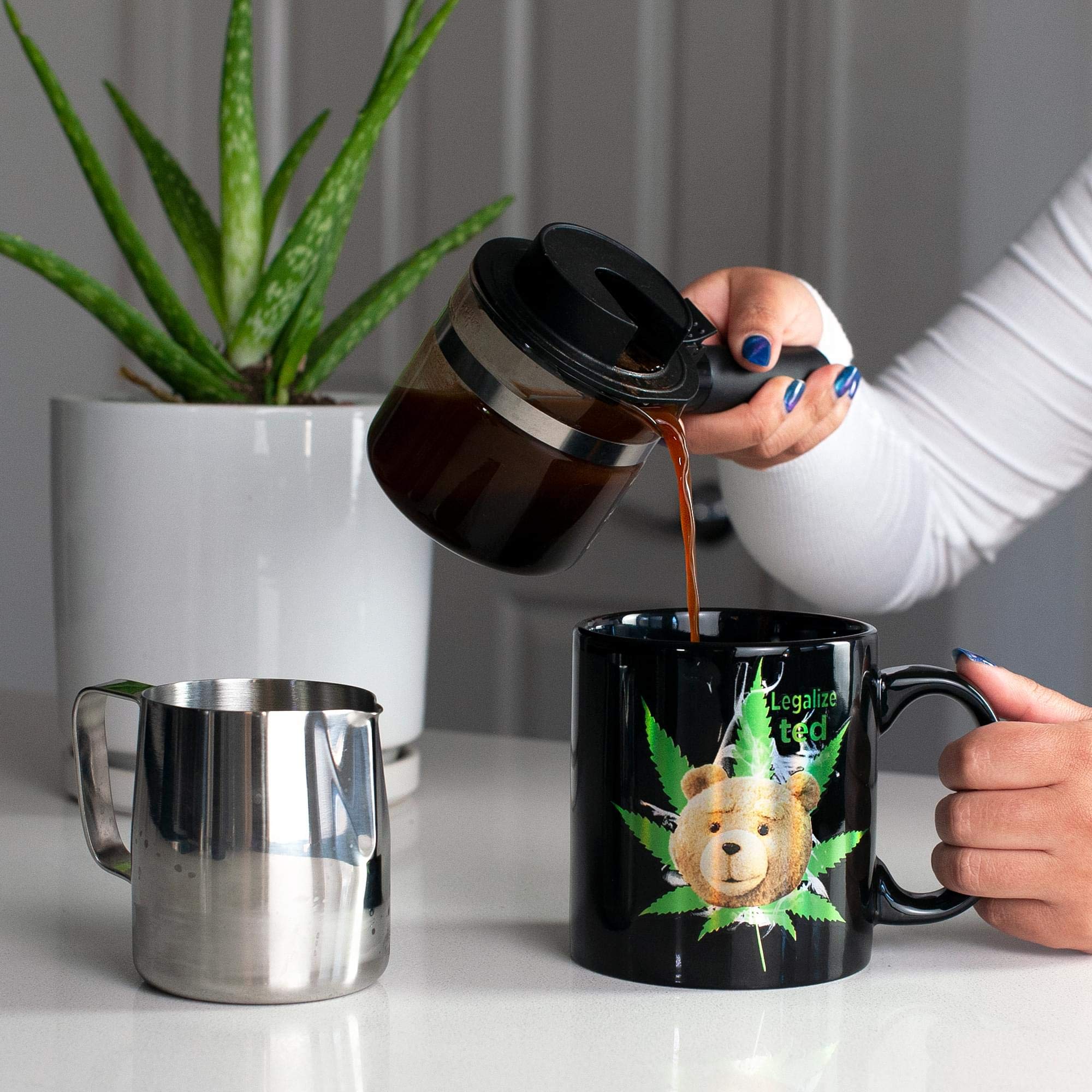JUST FUNKY Ted OFFICIAL Legalize Ted PREMIUM Foil-Printed Ceramic Coffee Mug, 12oz Black