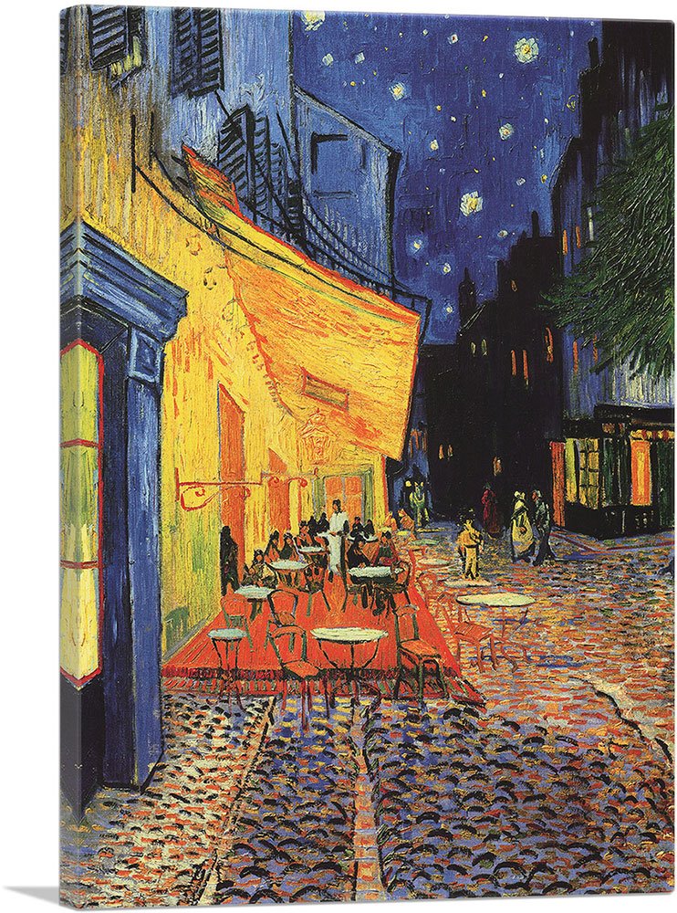 Artcanvas Cafe Terrace At Night 1888 Canvas Art Print Stretched Framed Painting Picture Poster Giclee Wall Decor By Vincent Van
