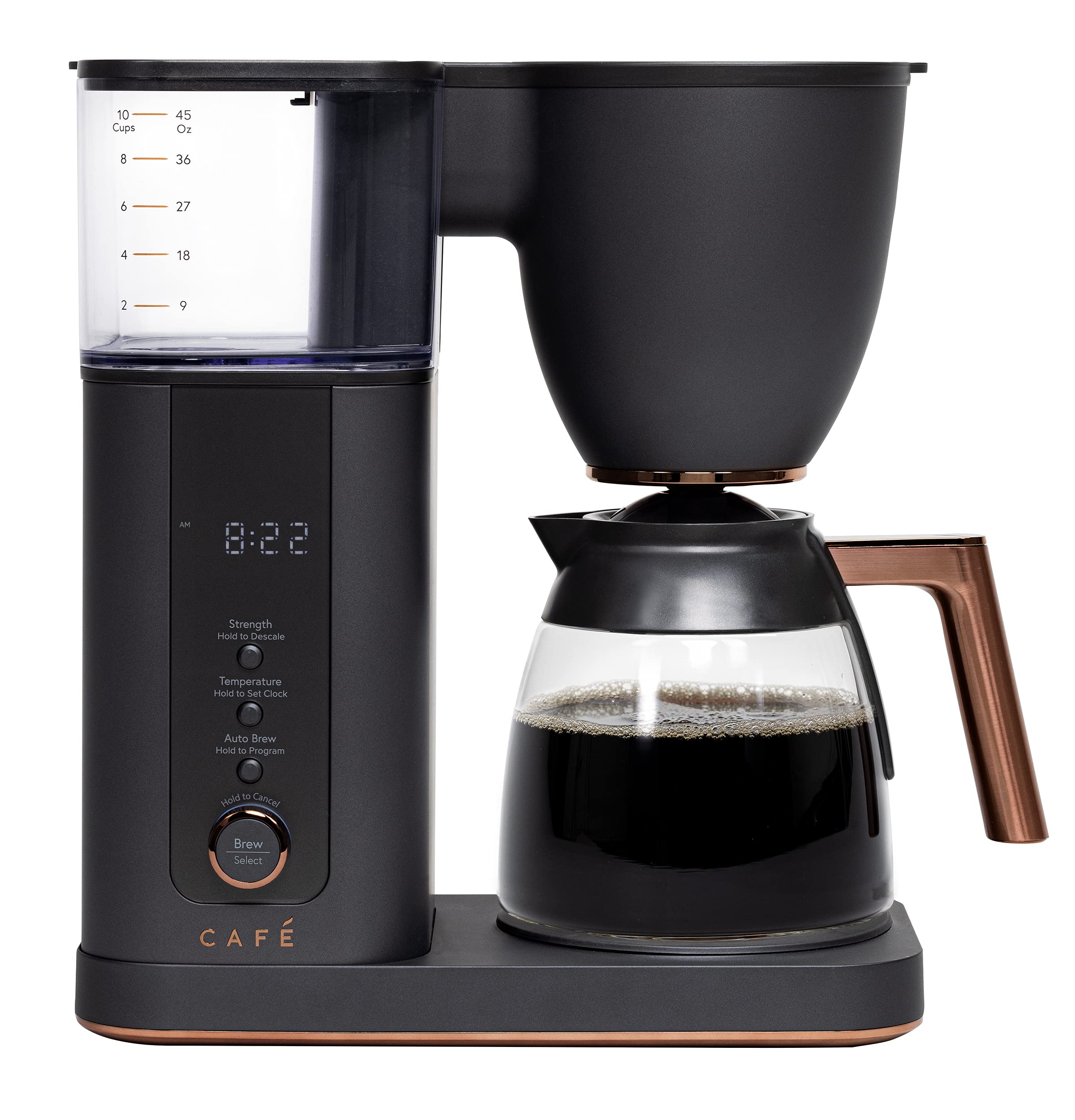 Caf   Specialty Drip Coffee Maker, 10-Cup Glass Carafe, Wifi Connected Smart Voice-To-Brew, Includes Reusable Filter Basket & Gr
