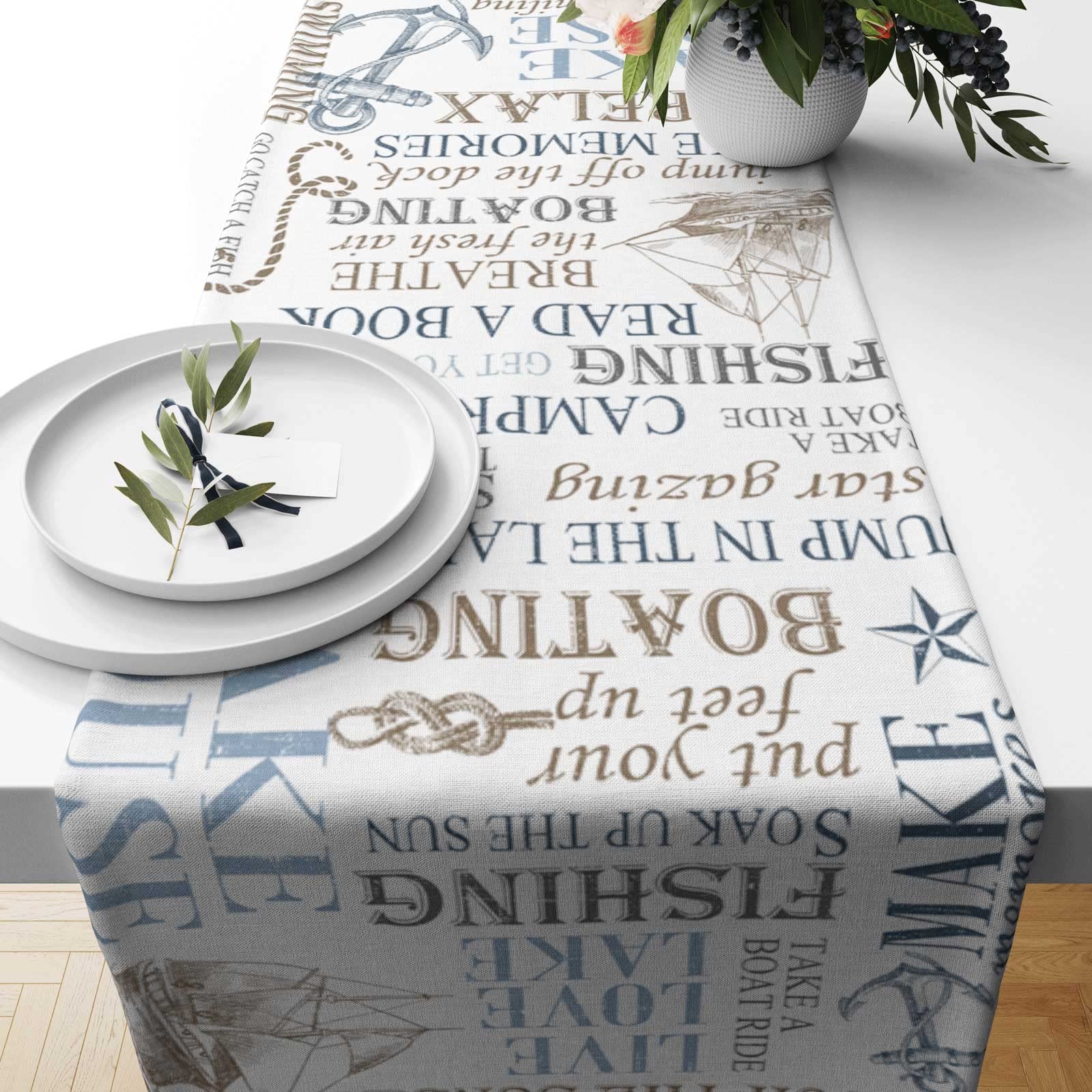 Decopow Nautical Beach Style Table Runner Lake House,14 Inches X 70 Inches