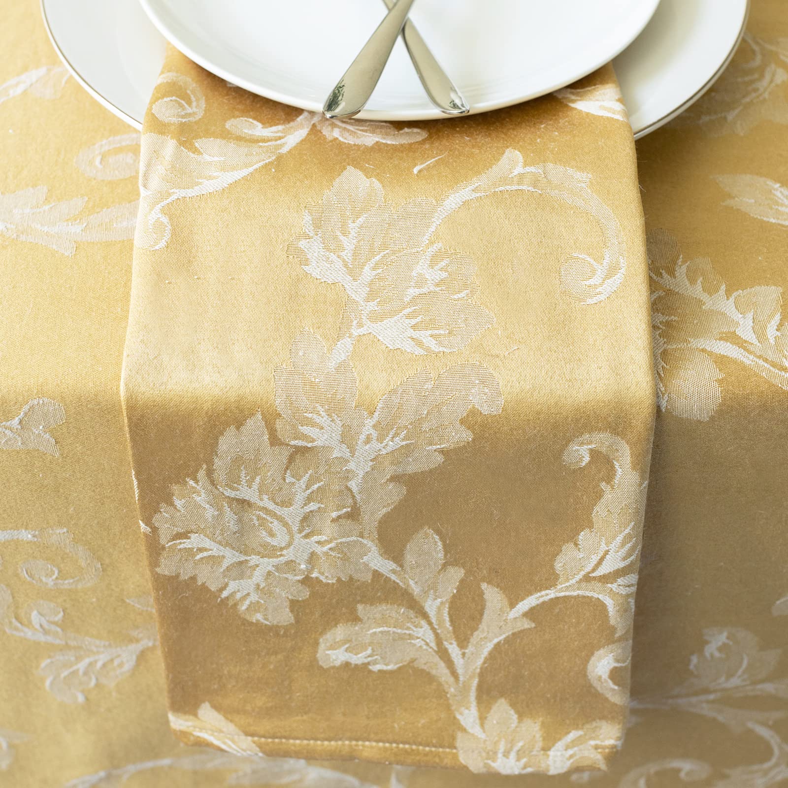 Benson Mills Harmony Scroll Woven Damask Fabric Set Of 4 Napkins, Everyday, Parties, Special Occasions, Weddings And Holiday Clo