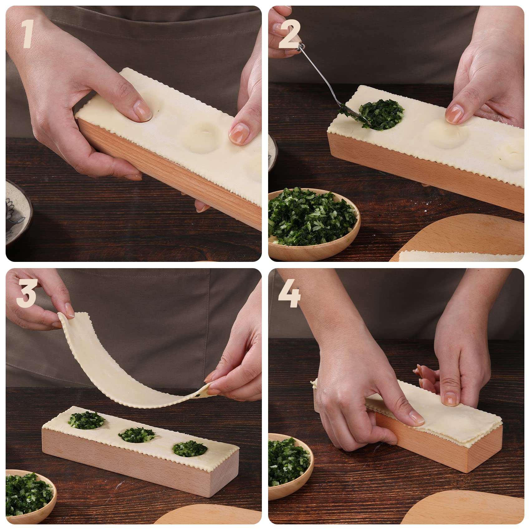 Wooden Ravioli Mold Handmade Pasta Ravioli Board Wood Ravioli Mould Homemade Fresh Pasta Wooden Board Tools, Maveite 2 In 1 Brai