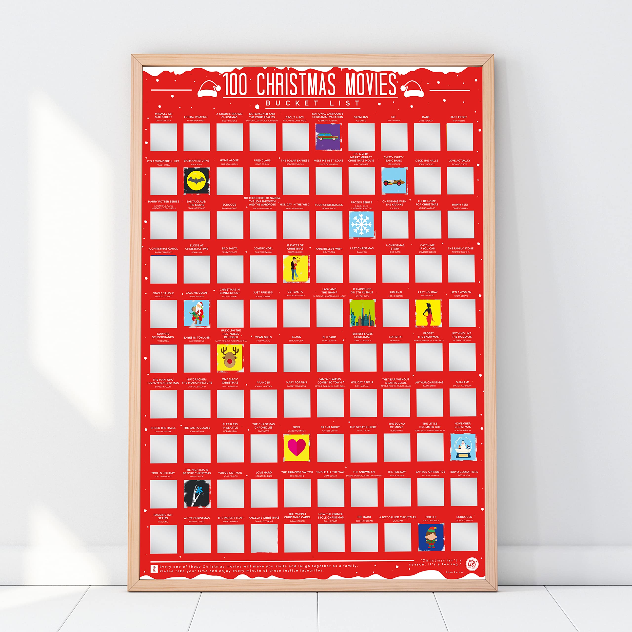 Gift Republic Scratch Off Poster - 100 Christmas Movies Bucket List, Festive, Model GR630062, Plastic