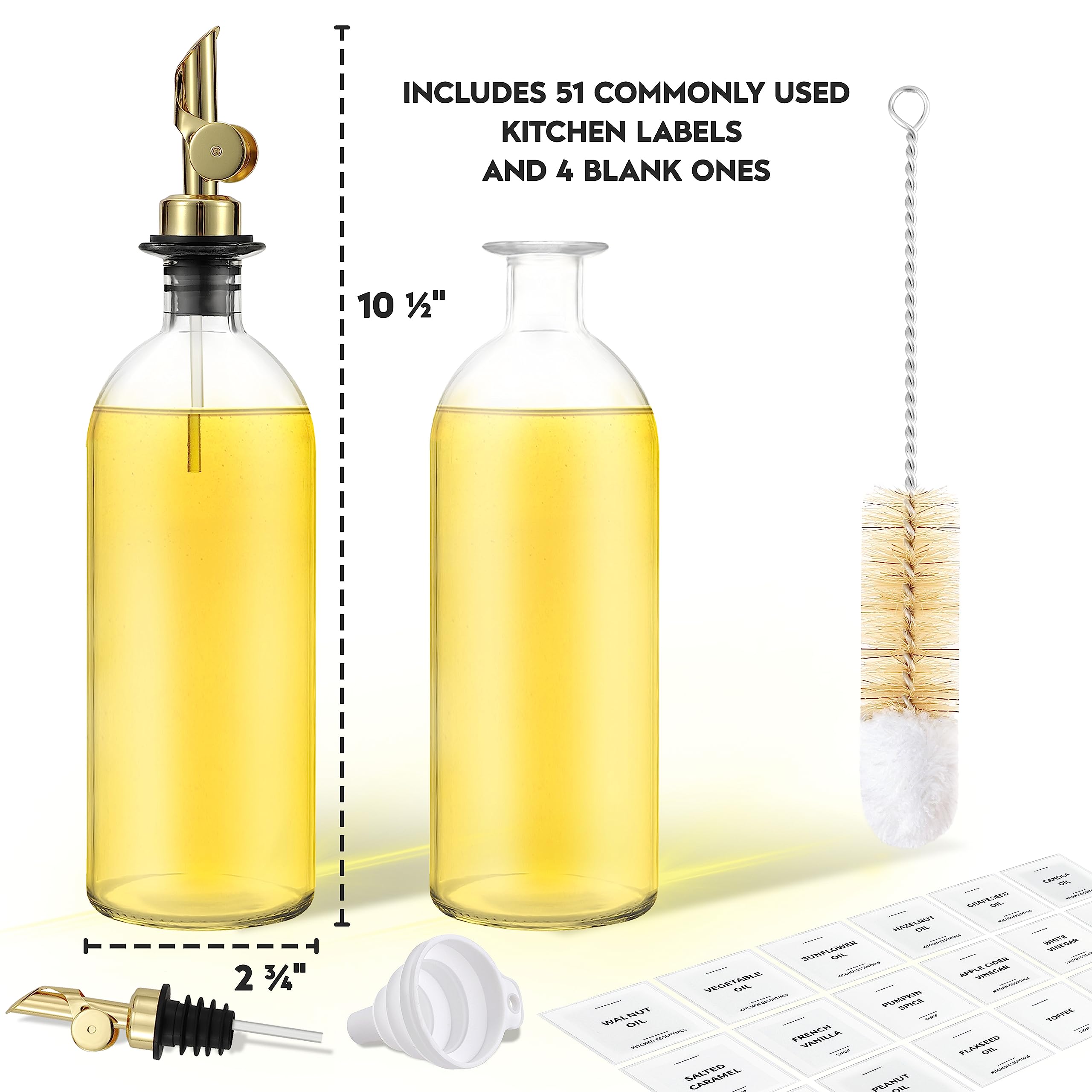 Spaceneat Olive Oil Dispenser Bottle For Kitchen, Coffee Syrup Dispenser - Elegant Olive Oil Bottles For Kitchen - Glass Cooking