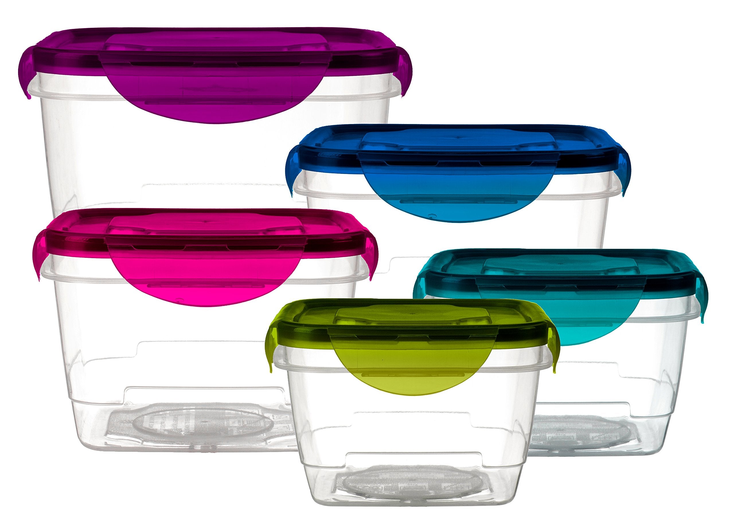 Imperial Home 10 Pc Food Storage Set, Plastic Containers For Food, Airtight Lock Lids, Reusable, Microwave, Refrigerator, & Free