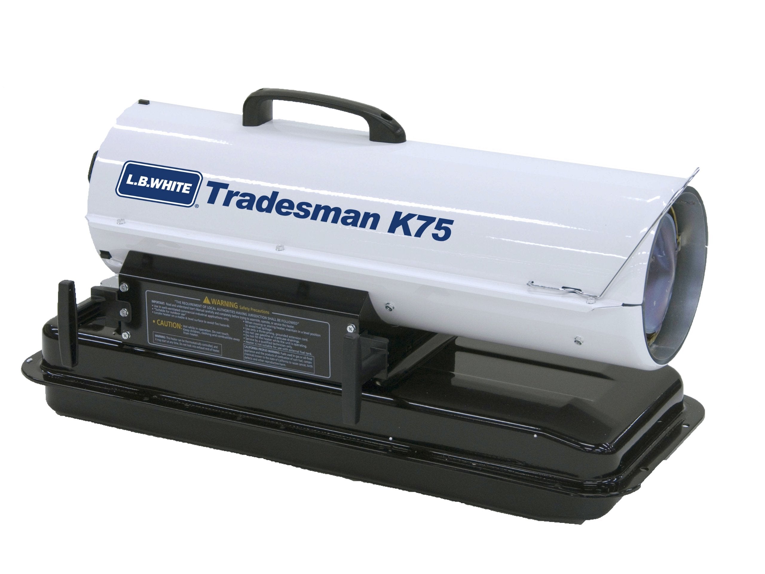 LB White Tradesman K75 Heater 75,000 BTUH, Kerosene, # 1 or # 2 Fuel Oil, Portable Forced Air Torpedo Heater for Construction, S