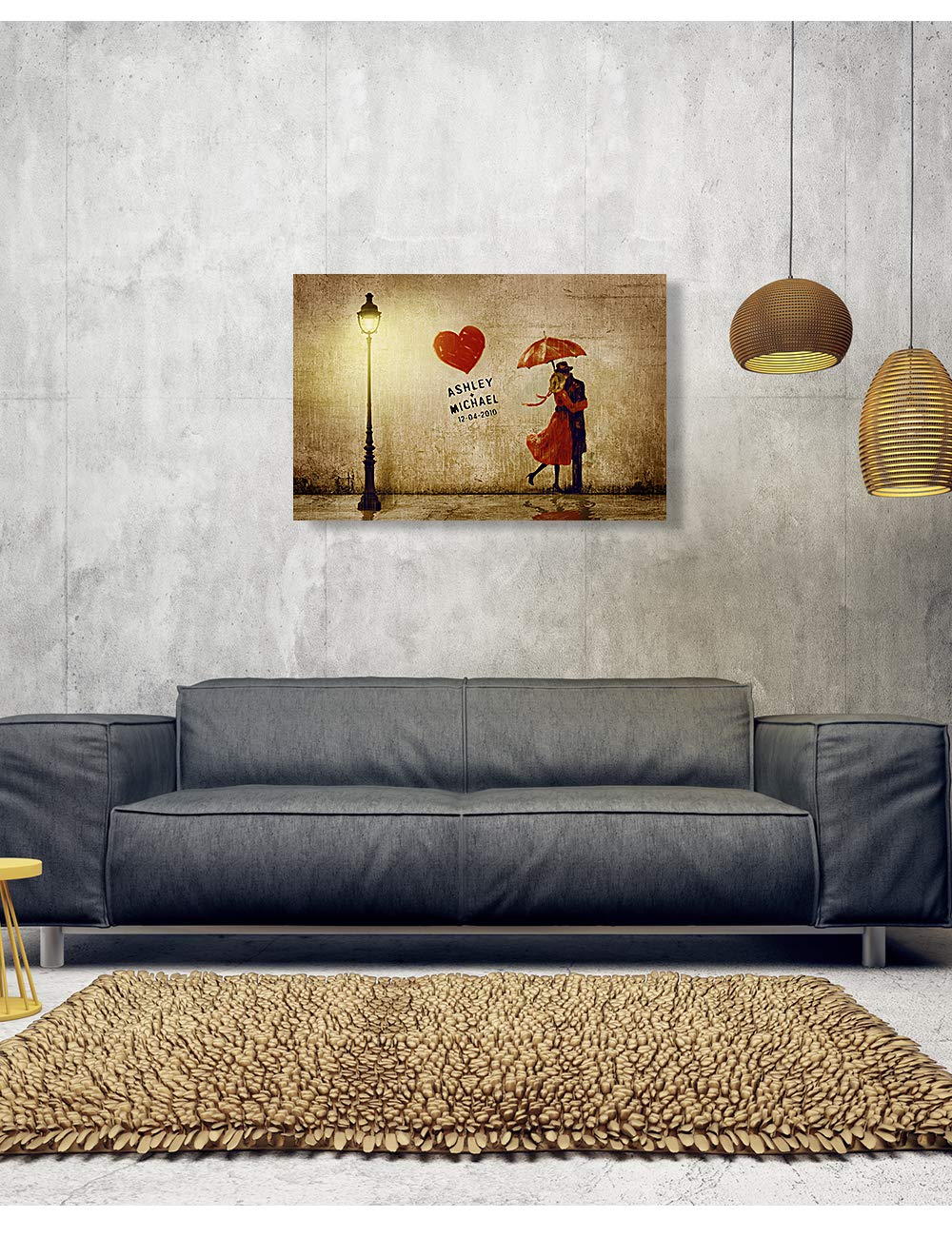 Ipic - Our First Kiss Personalized Canvas Print Artwork For Romantic Anniversary And Wedding Gifts; 30X20