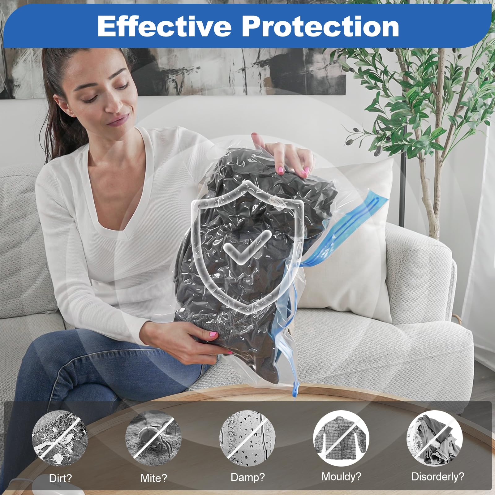 VMstr Travel Vacuum Storage Bags with Electric USB Pump - 8 Combo Size, Polypropylene & Polyamide Material
