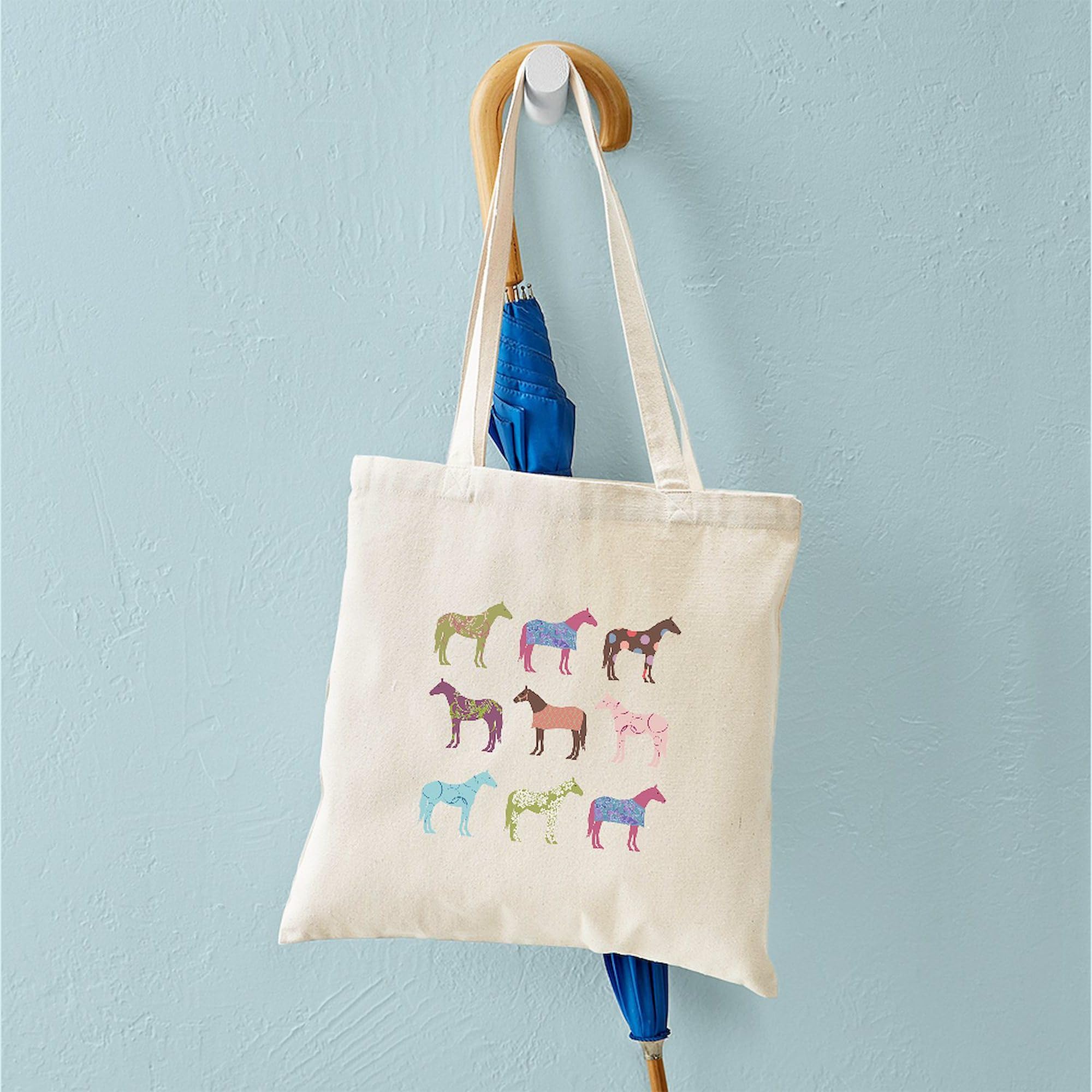 Cafepress Colorful Horse Pattern Tote Bag Natural Canvas Tote Bag, Reusable Shopping Bag
