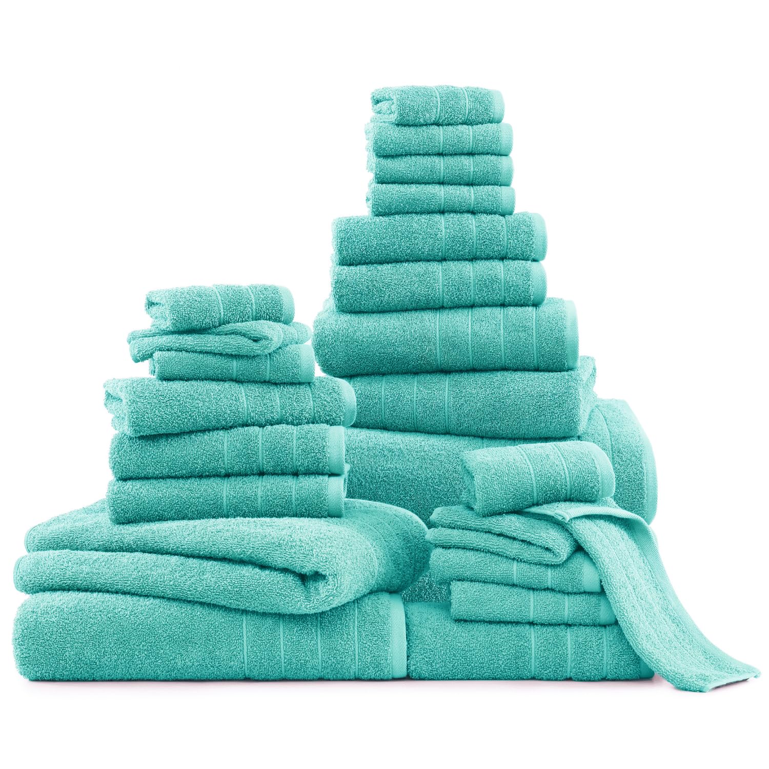 Casa Platino 24 Piece 100% Cotton Towels Set, 2 Bath Sheets, 2 Large Bath Towels (30'' X 60''), 2 Gym Towels (24'' X 48''), 6 Ha